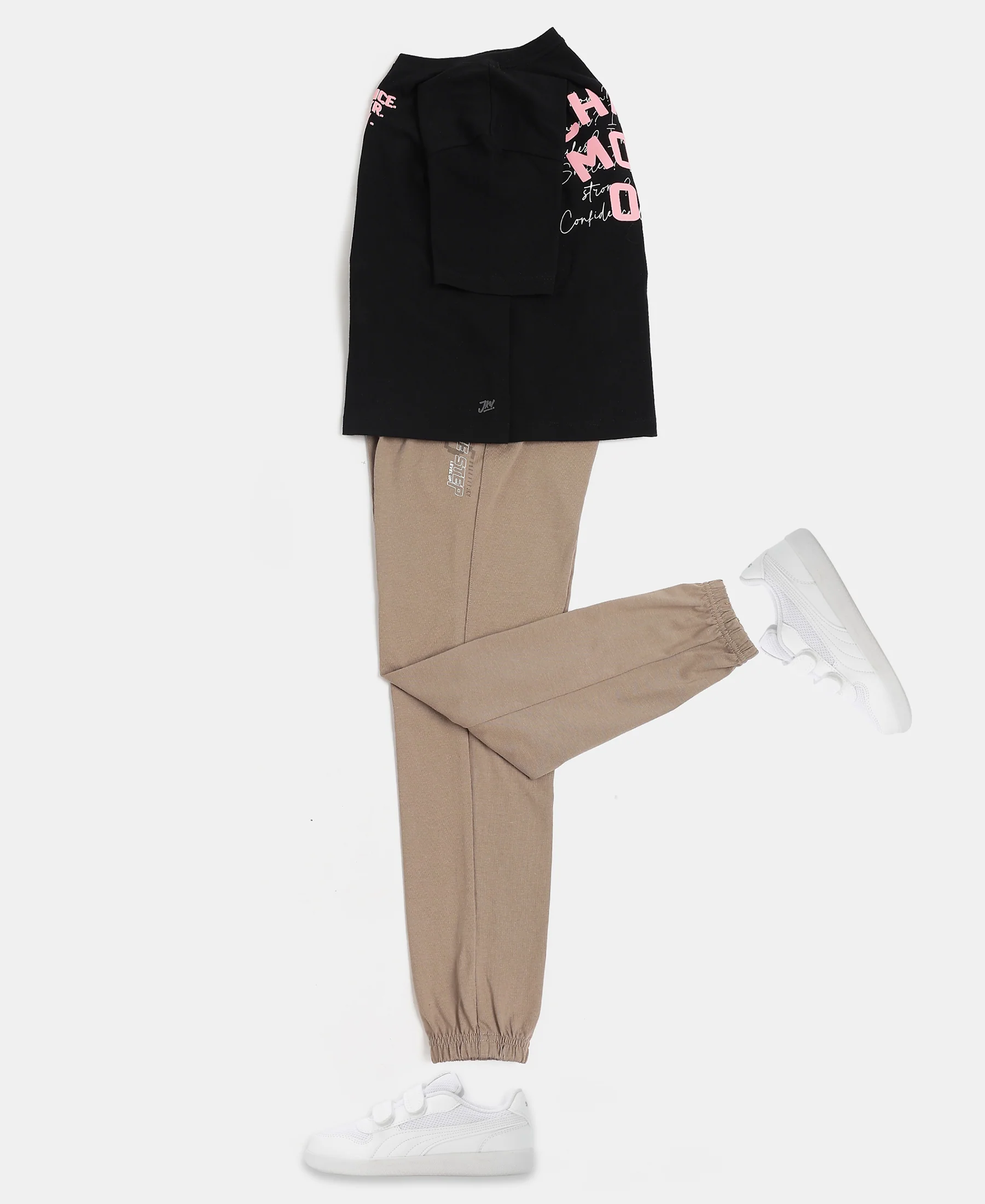 Boy's Super Combed Cotton Rich Graphic Printed Joggers with Elasticated Hem - Desert Taupe - Image 4