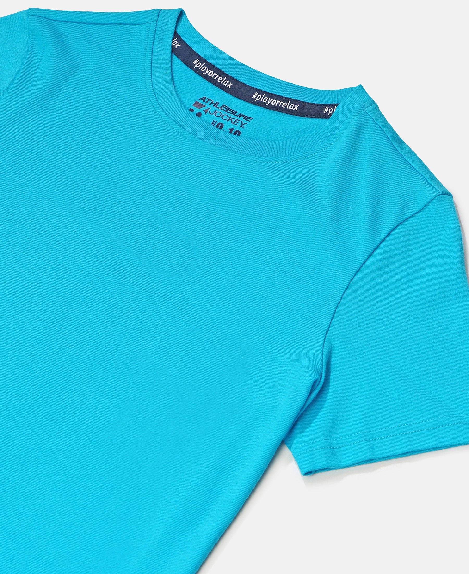 Boy's Super Combed Cotton Round Neck Half Sleeve T-Shirt - Scuba Blue - Image 3