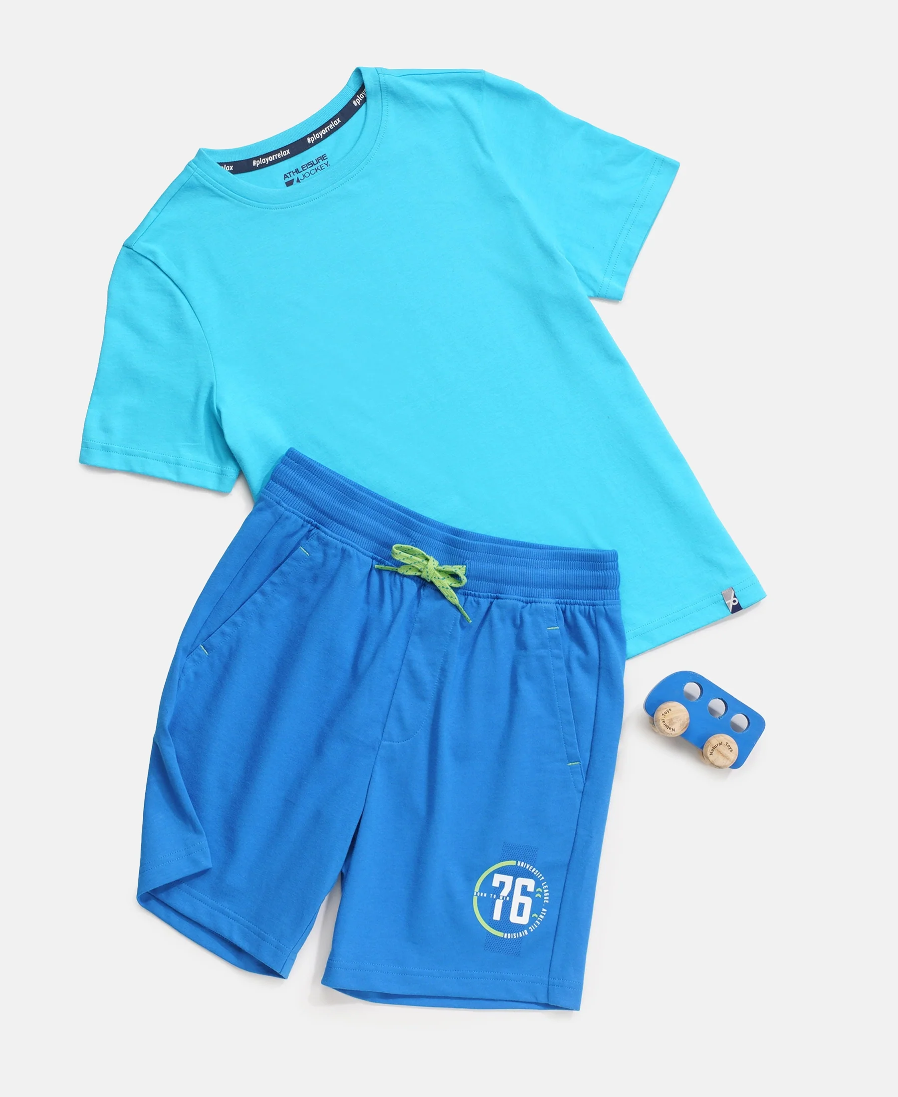 Boy's Super Combed Cotton Round Neck Half Sleeve T-Shirt - Scuba Blue - Image 5