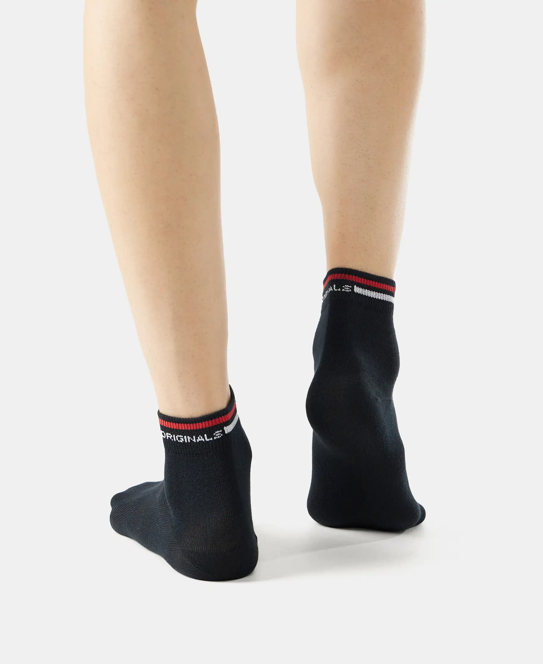 Compact Cotton Elastane Stretch Ankle Length Socks with StayFresh Treatment - Black - Image 6
