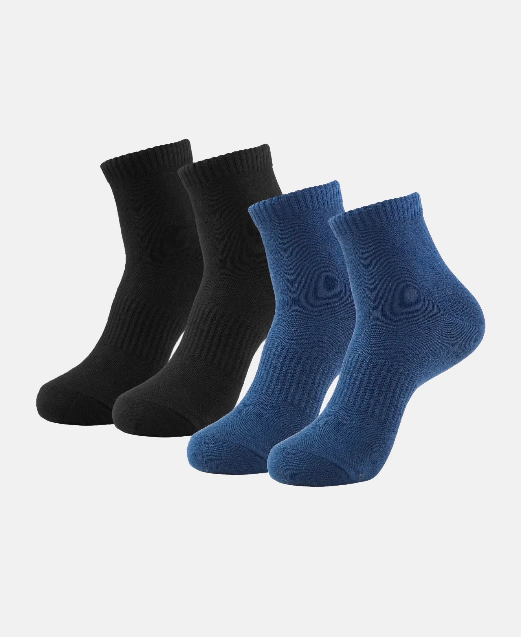Compact Cotton Elastane Stretch Ankle Length Socks With StayFresh Treatment - Black & Navy (Pack of 2) - Image 5
