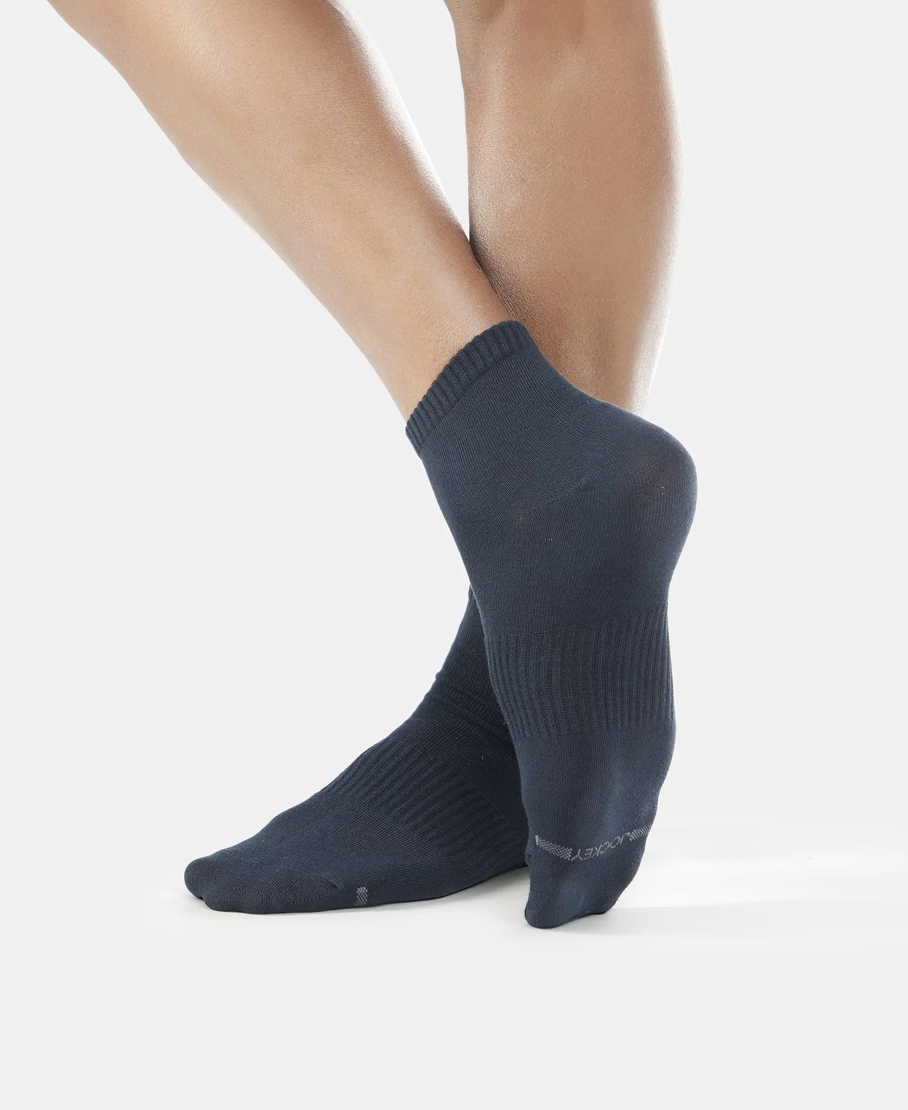 Compact Cotton Elastane Stretch Ankle Length Socks With StayFresh Treatment - Black & Navy (Pack of 2) - Image 6