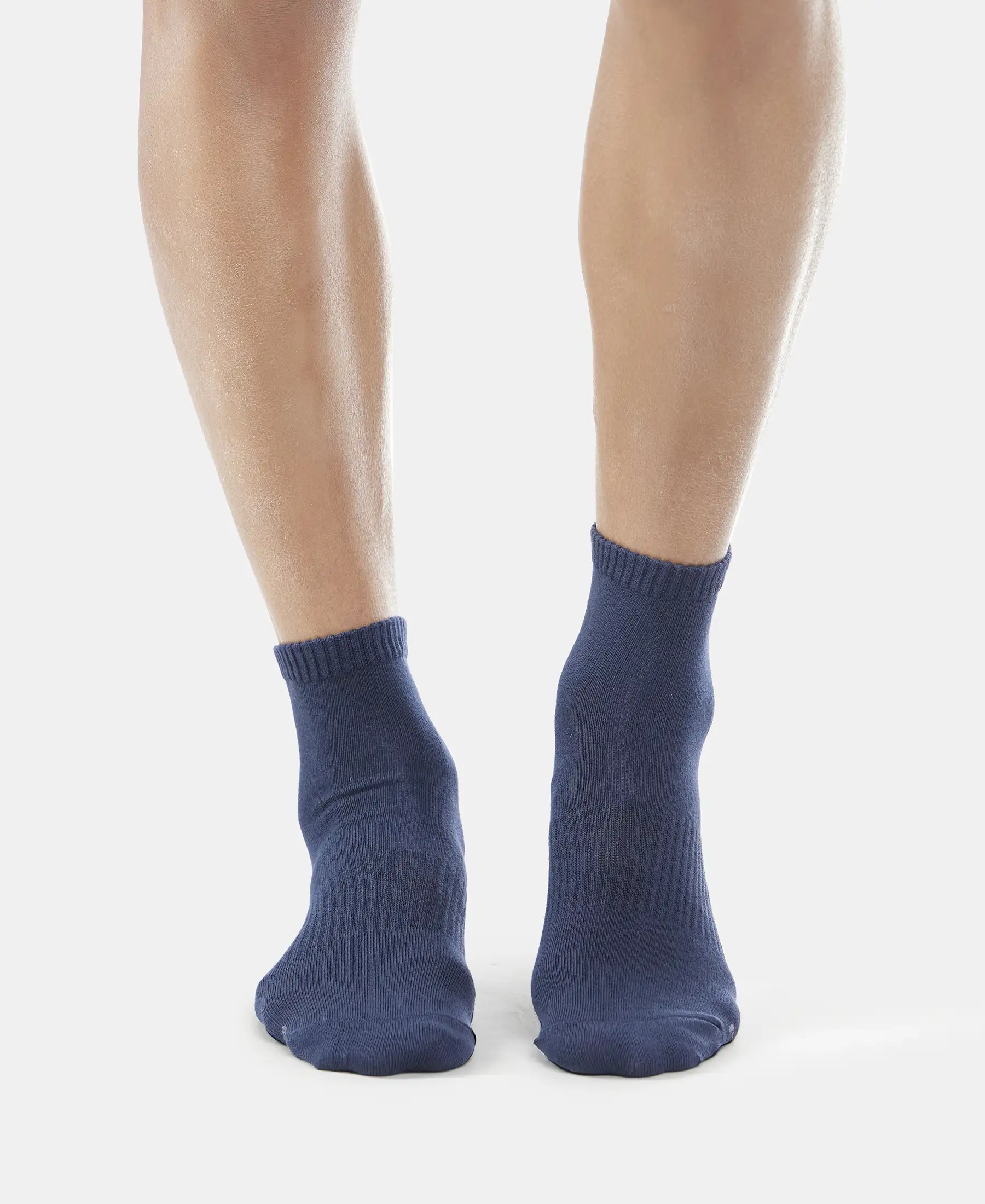 Compact Cotton Elastane Stretch Ankle Length Socks With StayFresh Treatment - Black & Navy (Pack of 2) - Image 7