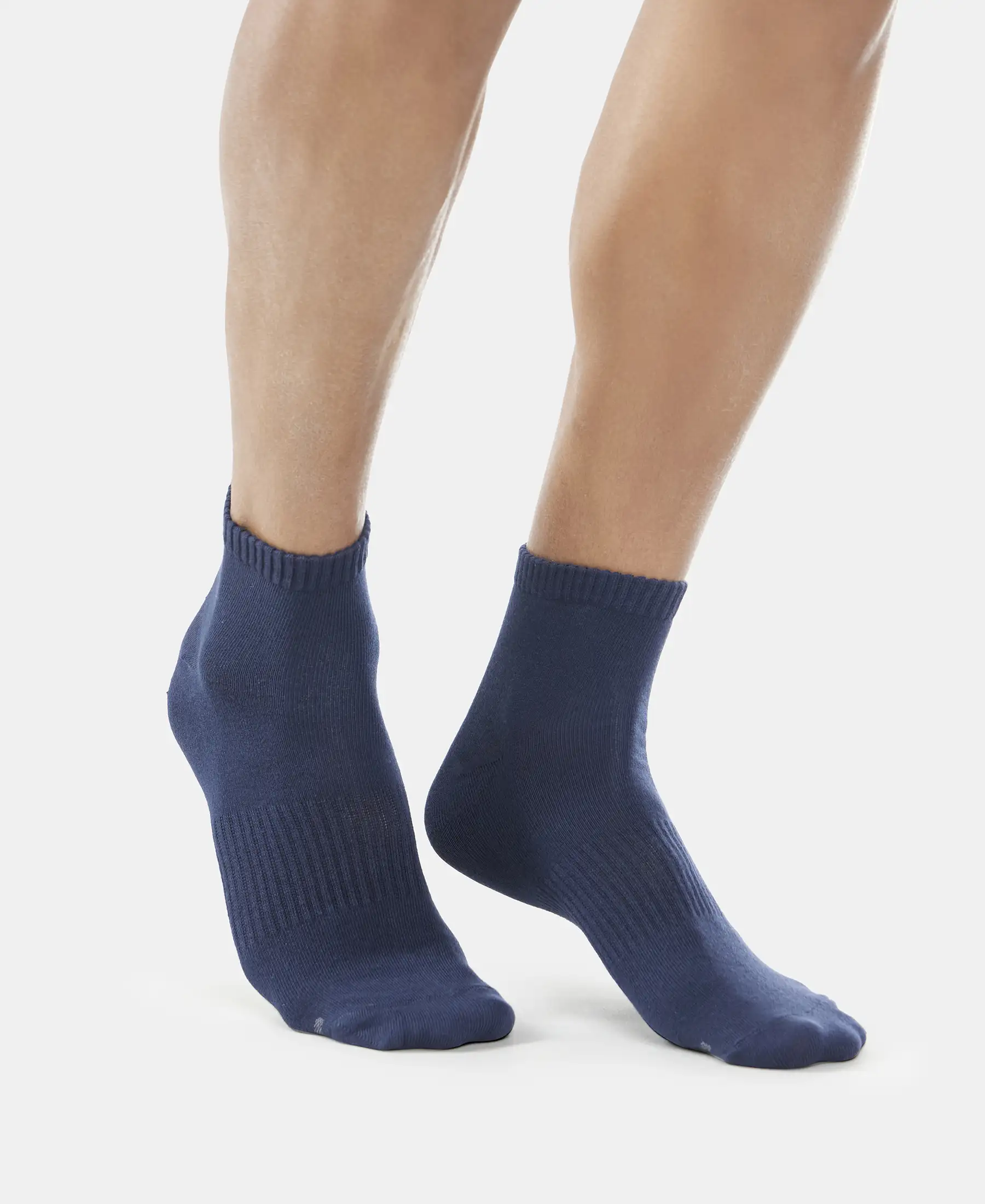 Compact Cotton Elastane Stretch Ankle Length Socks With StayFresh Treatment - Black & Navy (Pack of 2) - Image 8