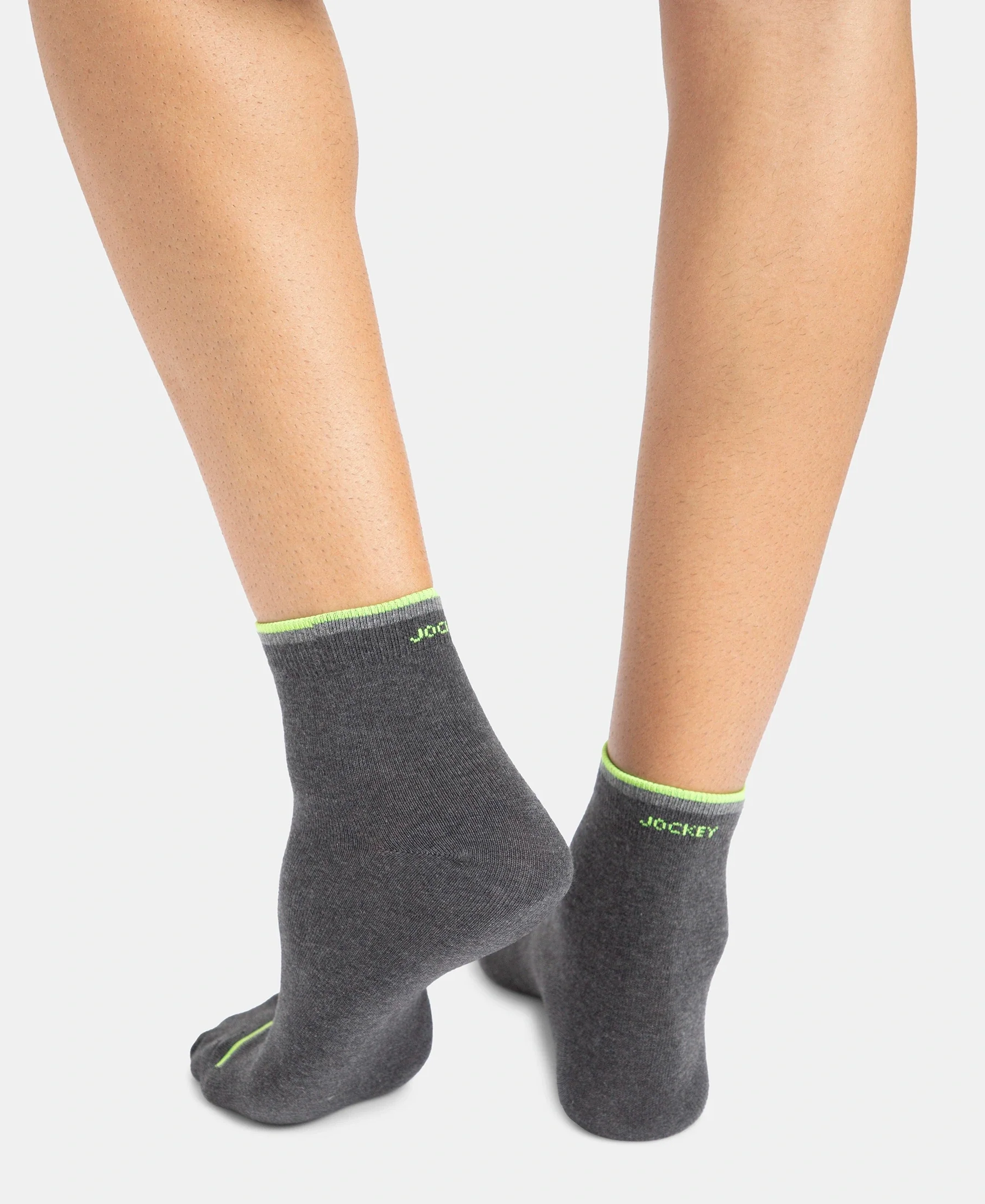 Compact Cotton Elastane Stretch Ankle Length Socks With StayFresh Treatment - Charcoal Melange (Pack of 2) - Image 7