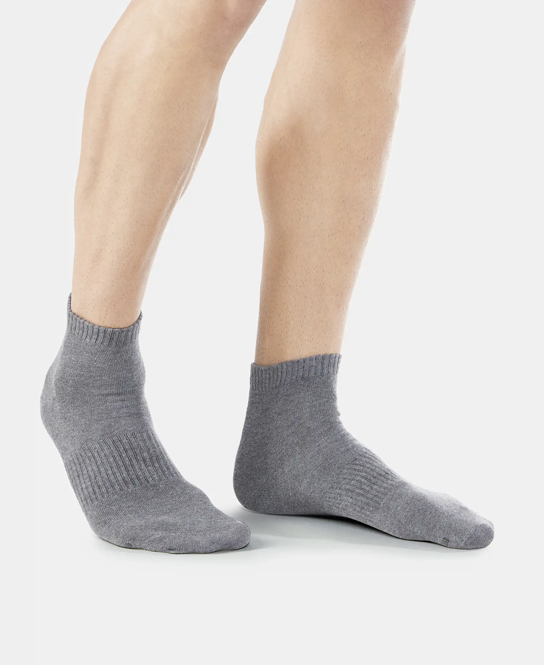 Compact Cotton Elastane Stretch Ankle Length Socks With StayFresh Treatment - Navy & Charcoal Melange (Pack of 2) - Image 6