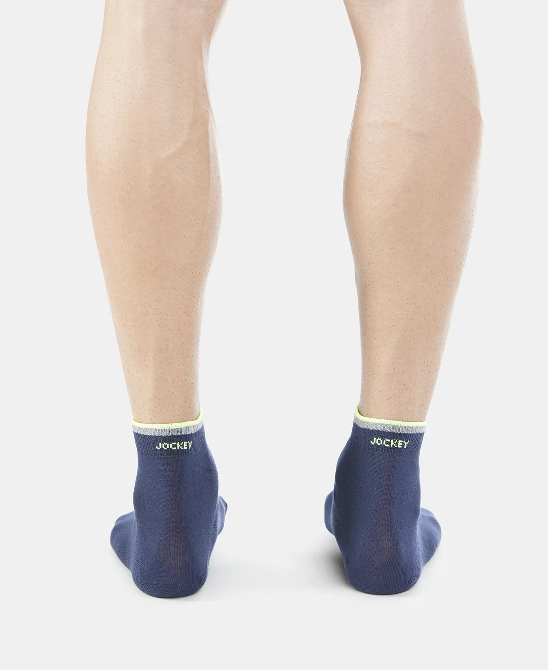 Compact Cotton Elastane Stretch Ankle Length Socks With StayFresh Treatment - Navy (Pack of 2) - Image 4