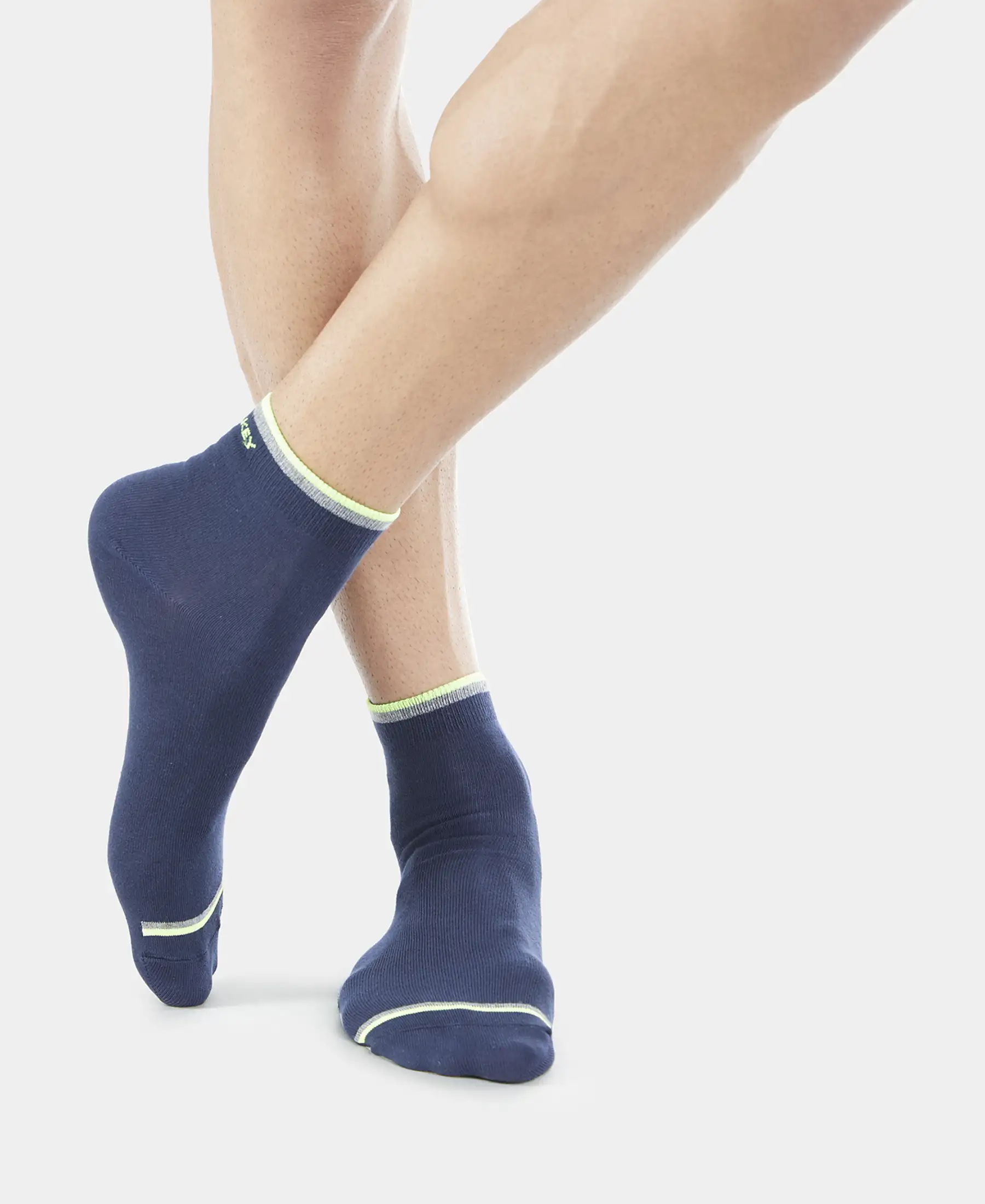 Compact Cotton Elastane Stretch Ankle Length Socks With StayFresh Treatment - Navy (Pack of 2) - Image 6