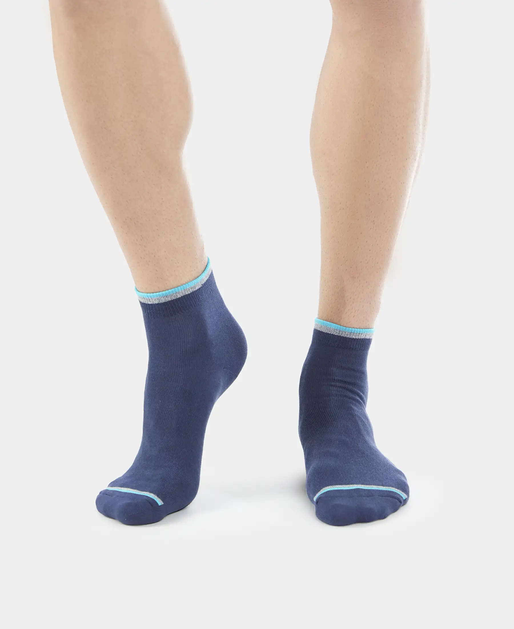Compact Cotton Elastane Stretch Ankle Length Socks With StayFresh Treatment - Navy (Pack of 2) - Image 7