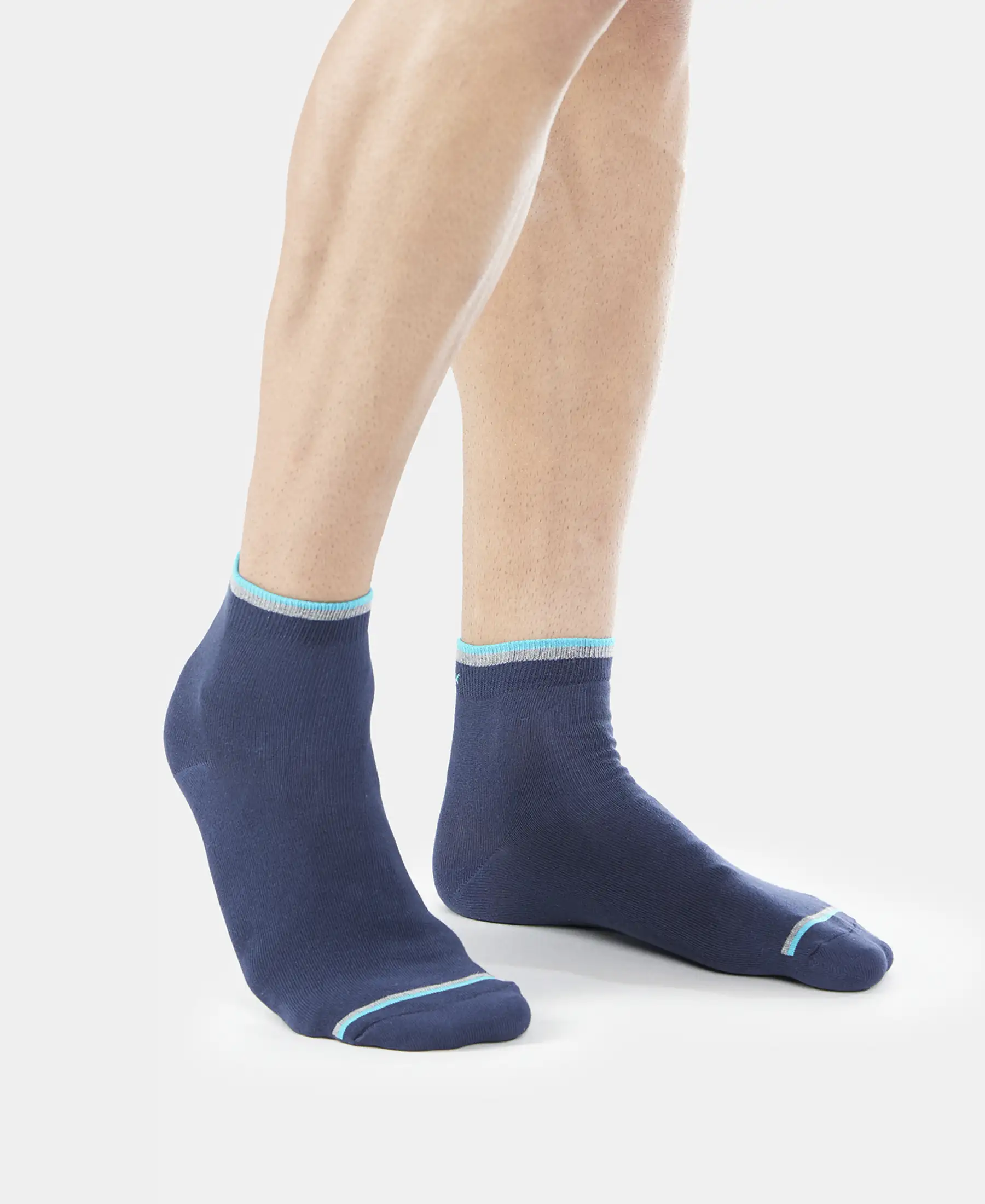 Compact Cotton Elastane Stretch Ankle Length Socks With StayFresh Treatment - Navy (Pack of 2) - Image 8