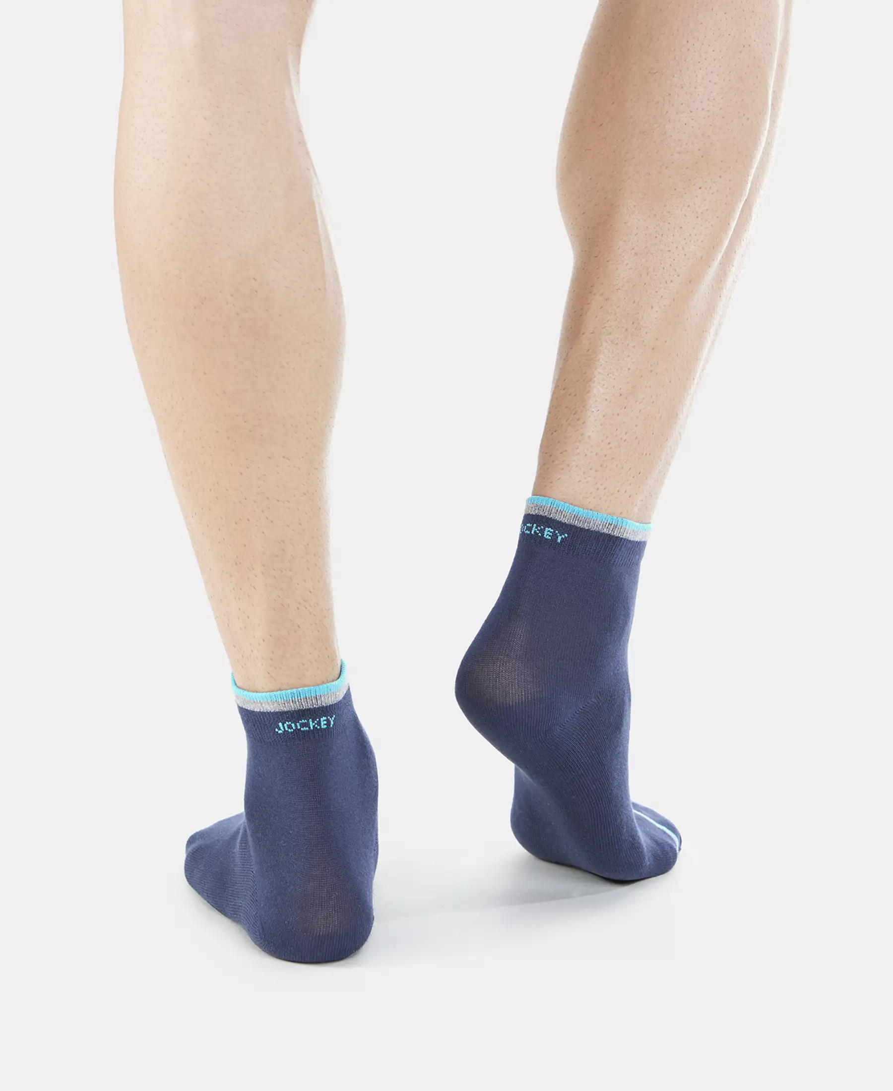 Compact Cotton Elastane Stretch Ankle Length Socks With StayFresh Treatment - Navy (Pack of 2) - Image 9