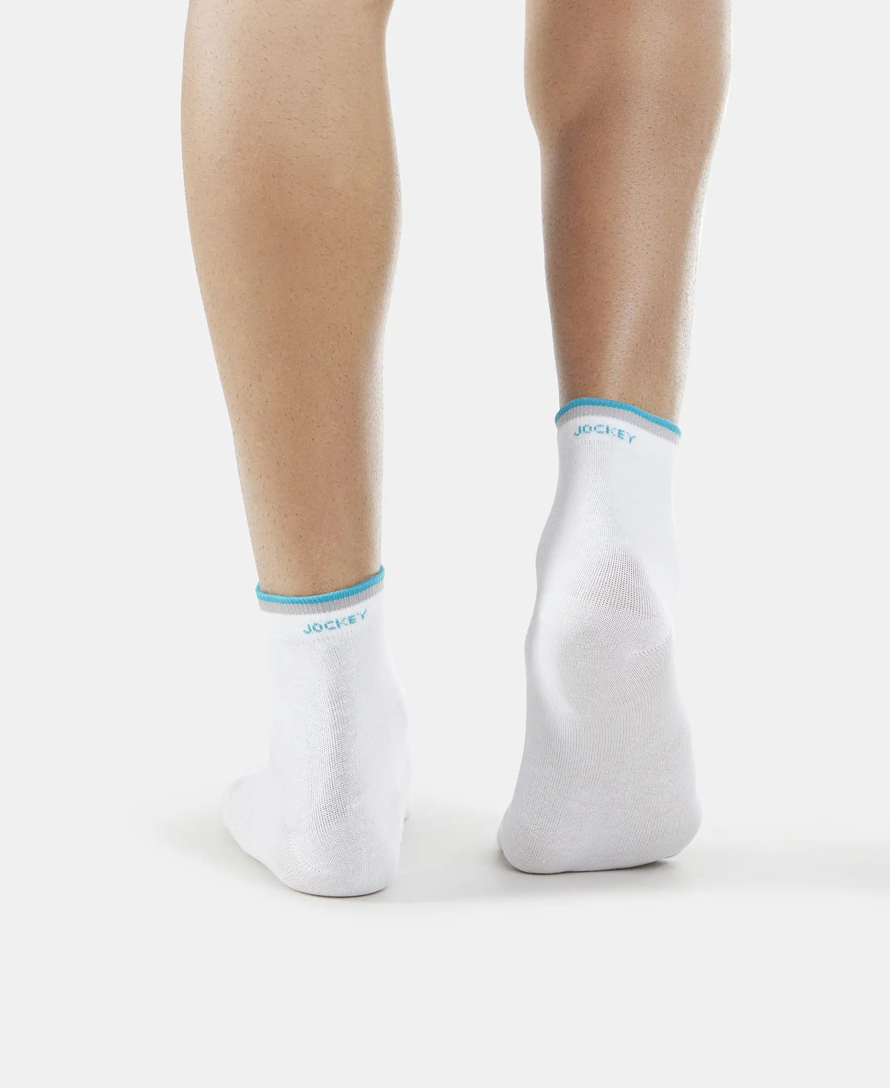 Compact Cotton Elastane Stretch Ankle Length Socks With StayFresh Treatment - White (Pack of 2) - Image 4