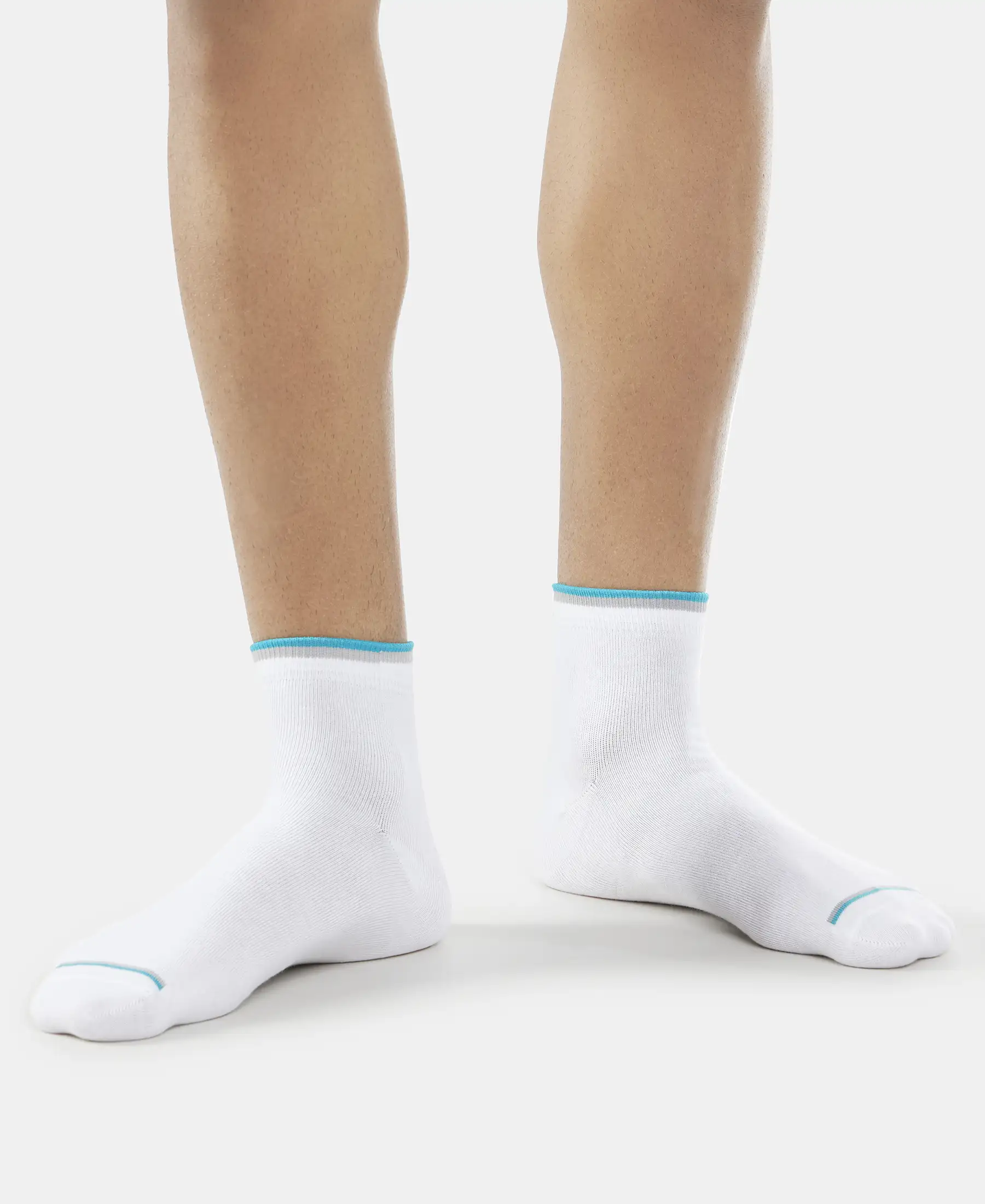 Compact Cotton Elastane Stretch Ankle Length Socks With StayFresh Treatment - White (Pack of 2) - Image 6
