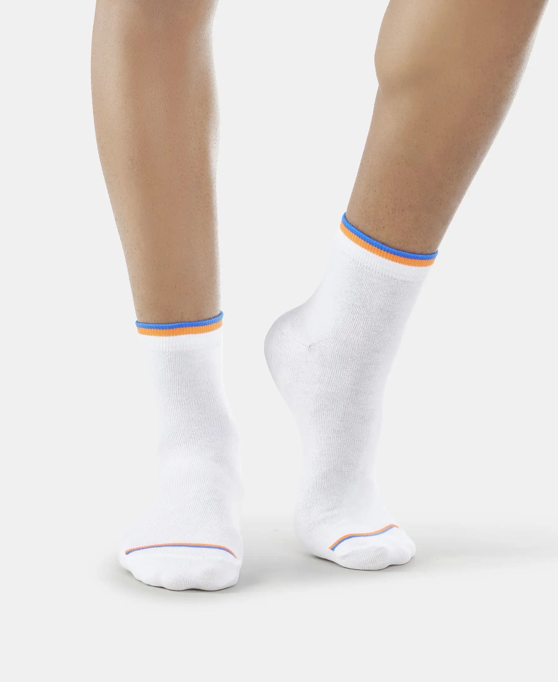 Compact Cotton Elastane Stretch Ankle Length Socks With StayFresh Treatment - White (Pack of 2) - Image 7