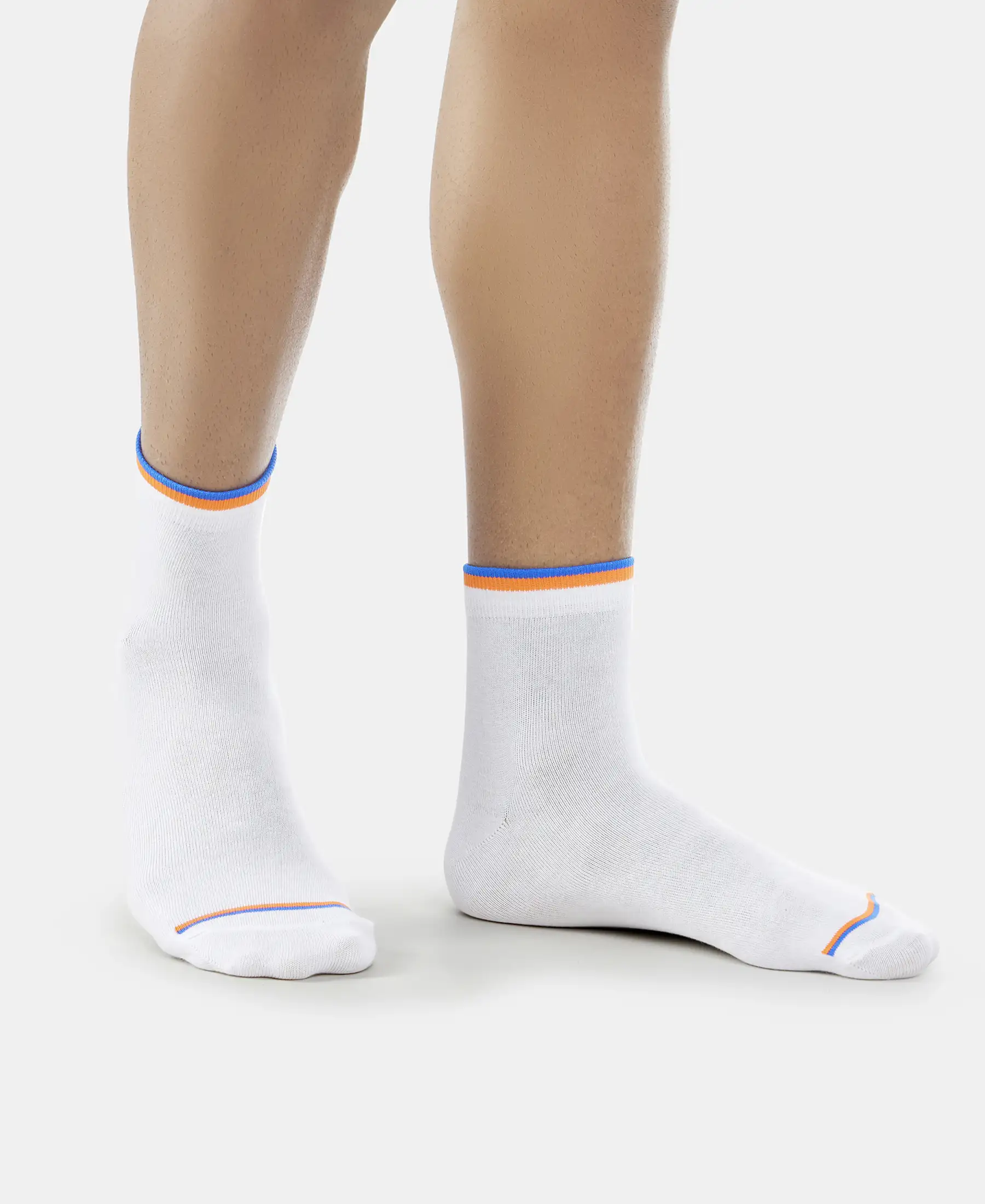 Compact Cotton Elastane Stretch Ankle Length Socks With StayFresh Treatment - White (Pack of 2) - Image 8
