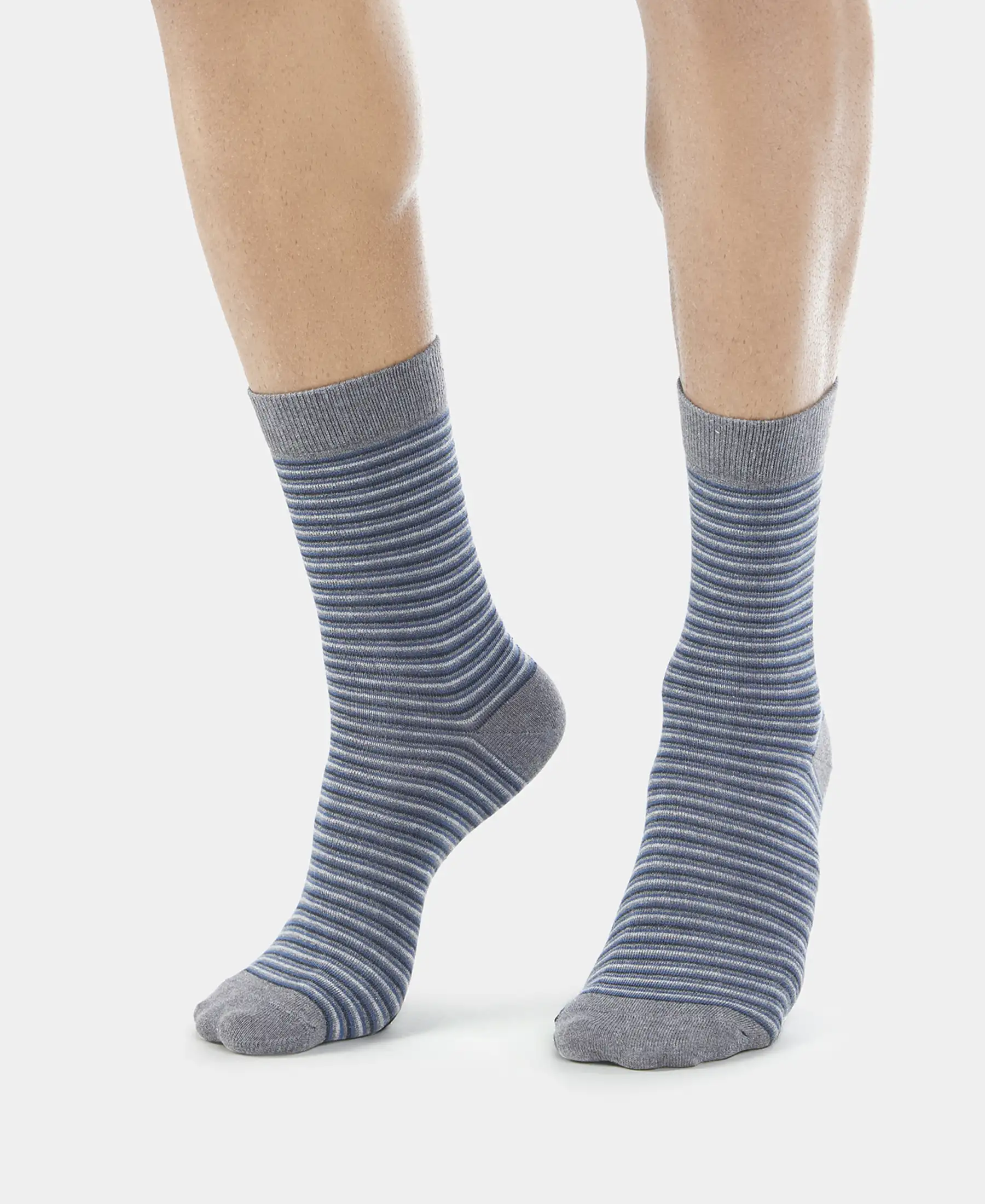 Compact Cotton Elastane Stretch Crew Length Socks with StayFresh Treatment - Charcoal Melange (Pack of 3) - Image 10