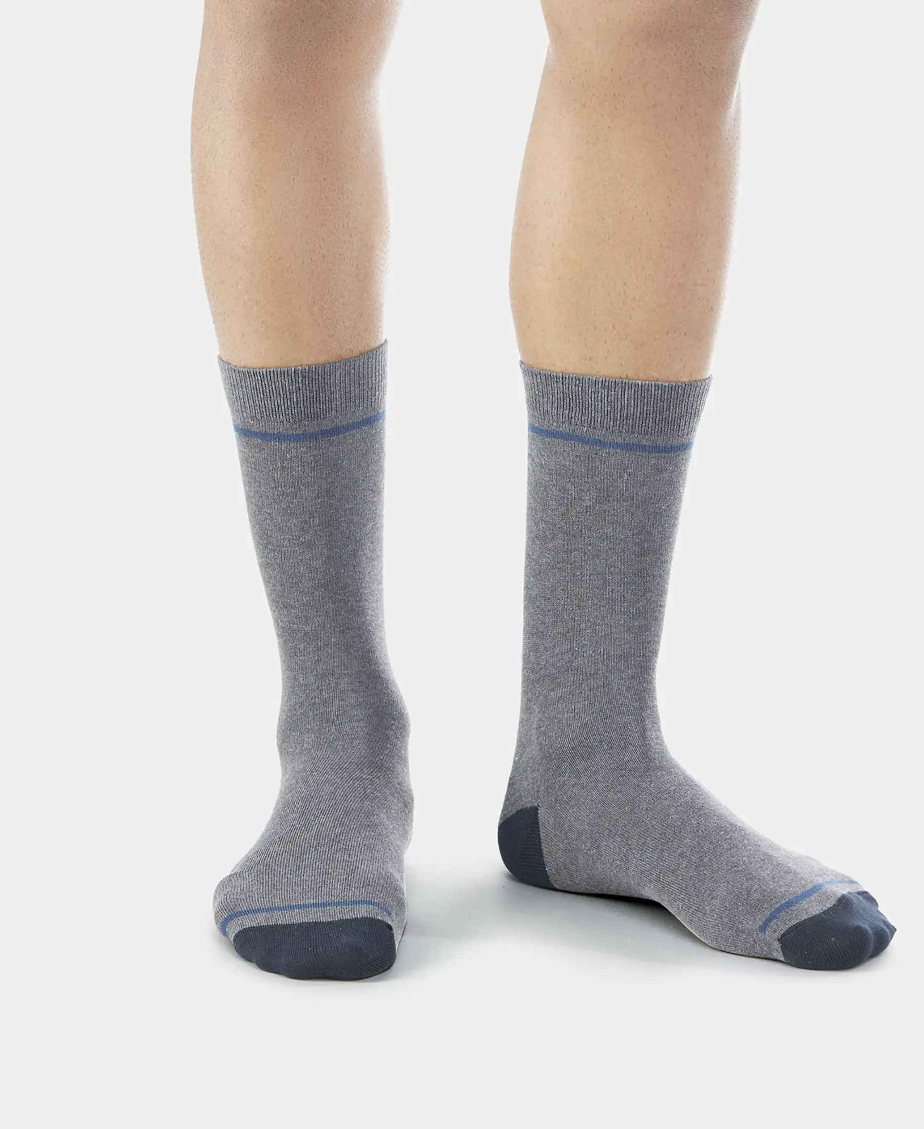 Compact Cotton Elastane Stretch Crew Length Socks with StayFresh Treatment - Charcoal Melange (Pack of 3) - Image 11