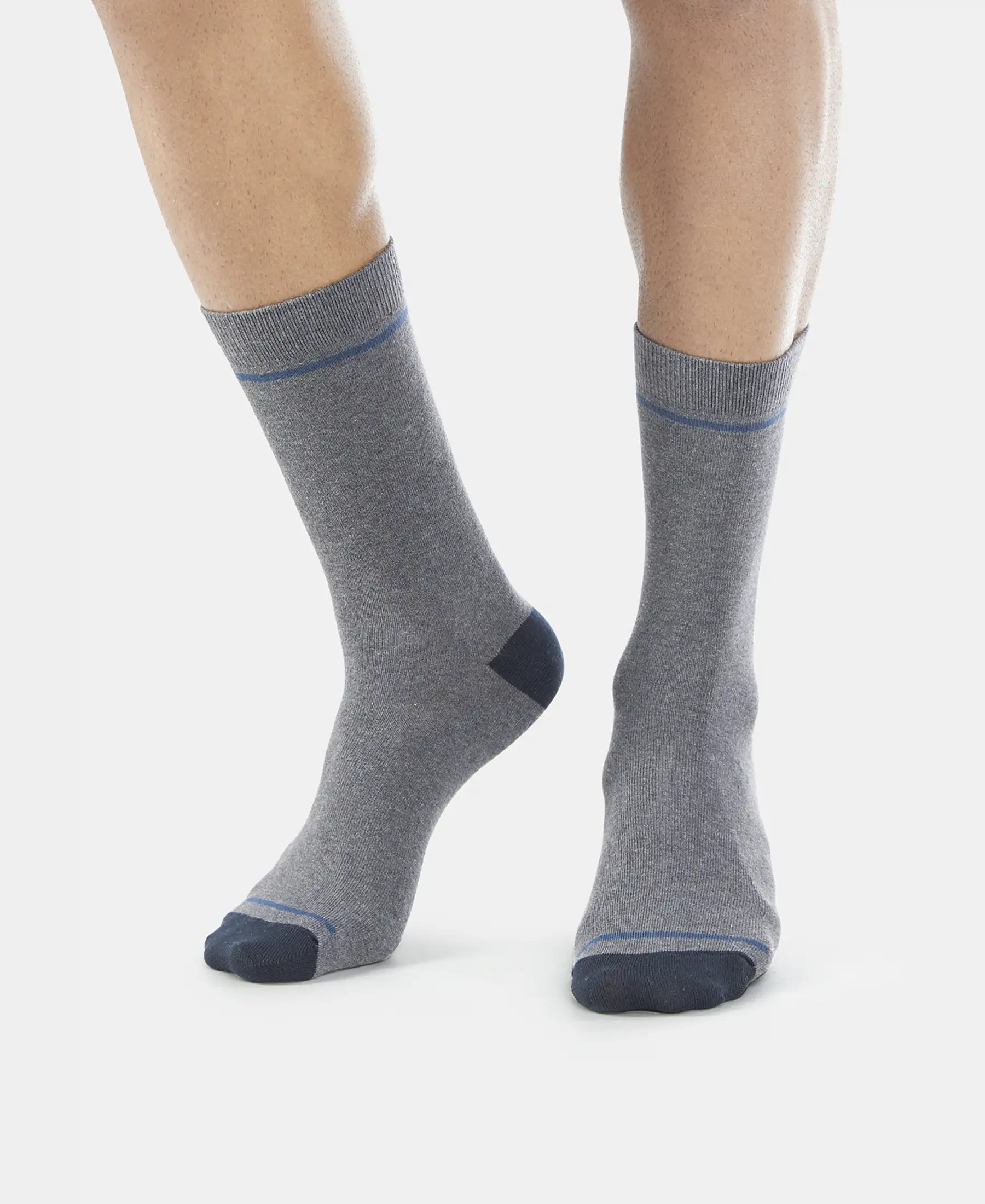 Compact Cotton Elastane Stretch Crew Length Socks with StayFresh Treatment - Charcoal Melange (Pack of 3) - Image 14