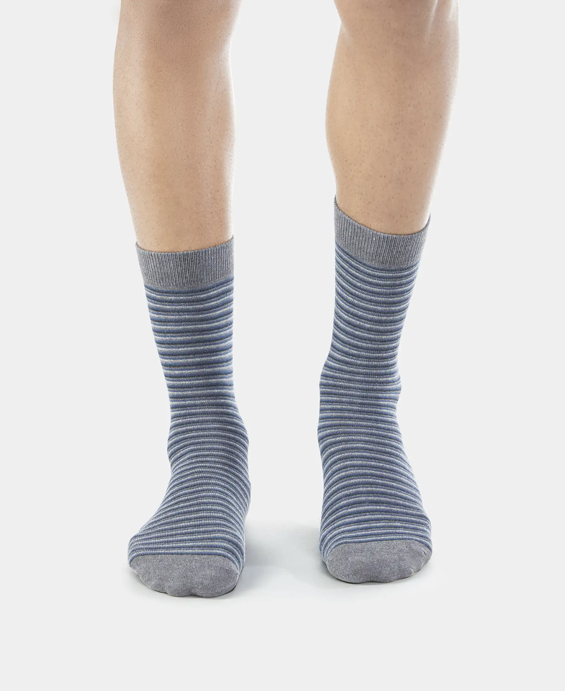 Compact Cotton Elastane Stretch Crew Length Socks with StayFresh Treatment - Charcoal Melange (Pack of 3) - Image 7