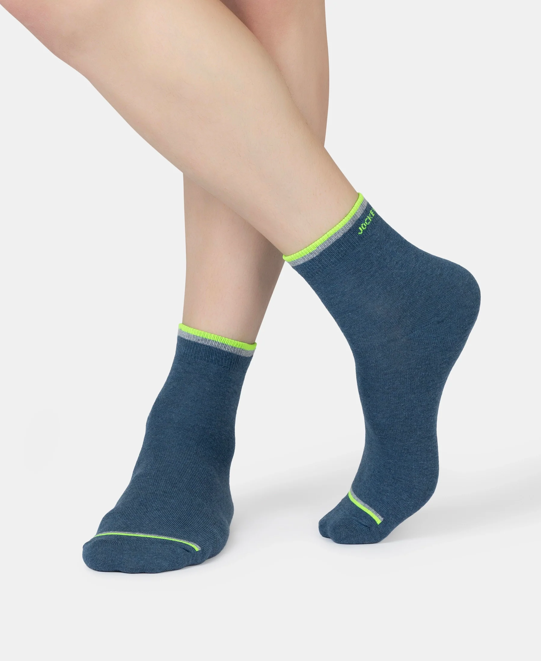 Compact Cotton Elastane Stretch Ankle Length Socks With StayFresh Treatment - Denim Melange (Pack of 2) - Image 6