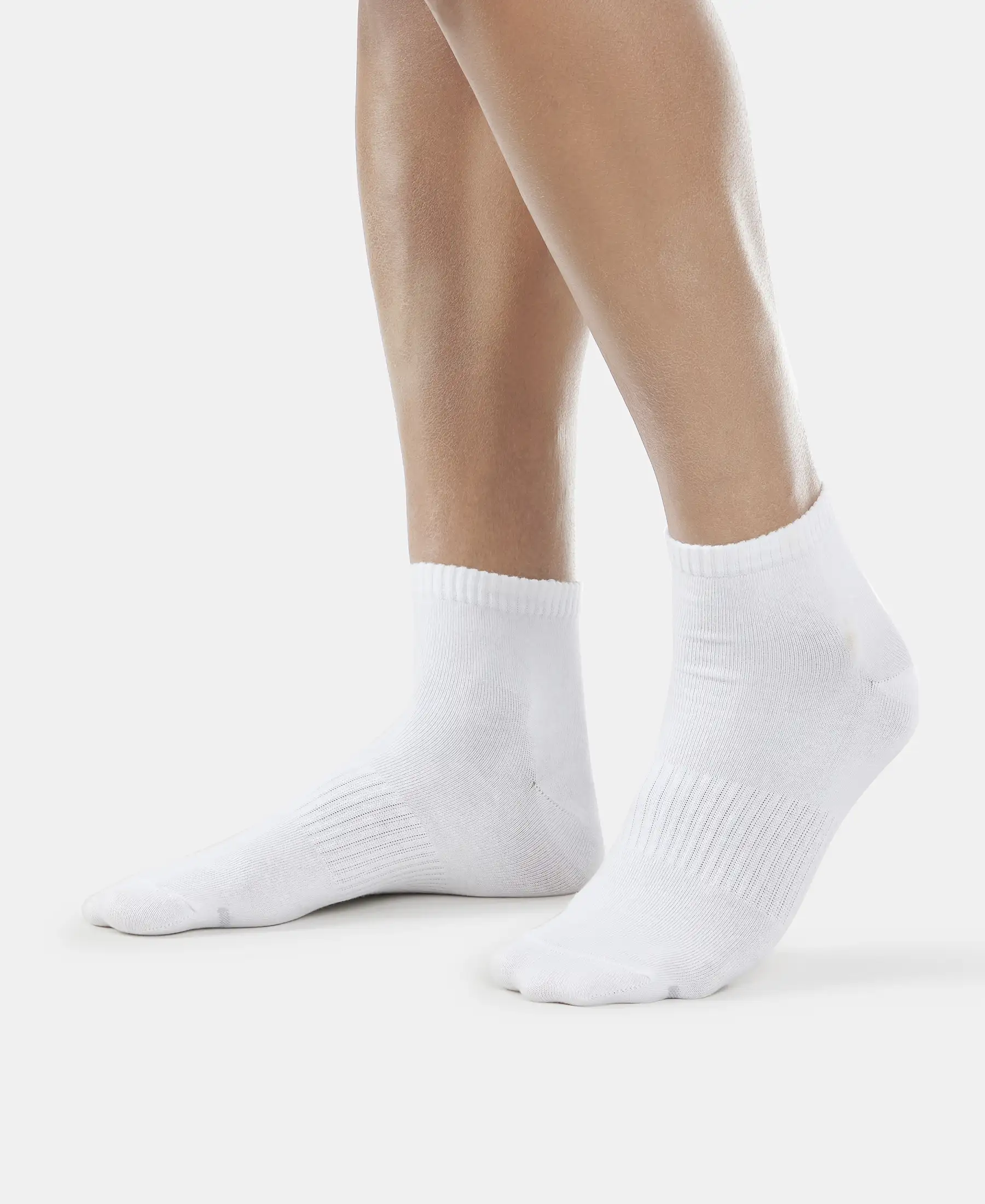 Compact Cotton Elastane Stretch Ankle Length Socks With StayFresh Treatment - White (Pack of 2) - Image 6