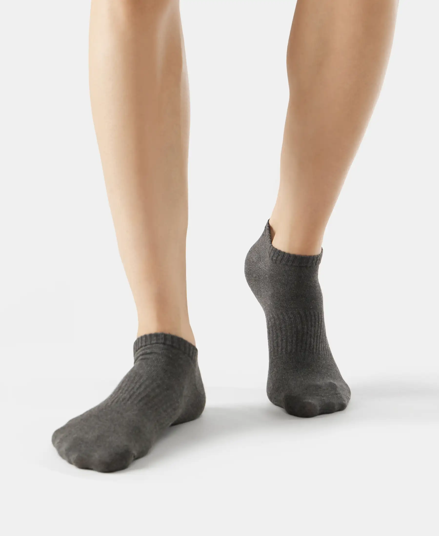 Compact Cotton Elastane Stretch Low Show Socks With StayFresh Treatment - Black/Charcoal Melange/Navy Melange (Pack of 3) - Image 10