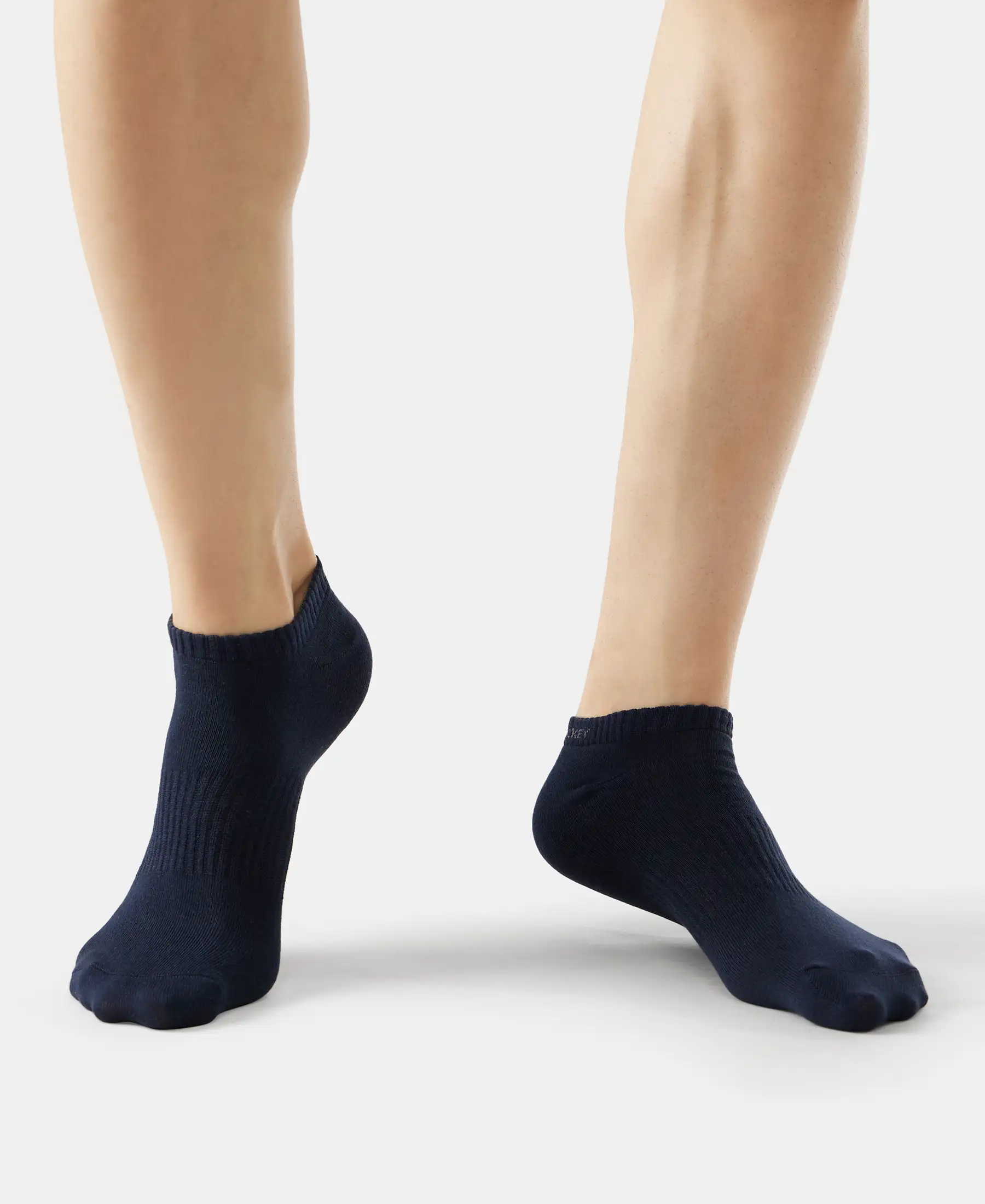 Compact Cotton Elastane Stretch Low Show Socks With StayFresh Treatment - Black/Charcoal Melange/Navy Melange (Pack of 3) - Image 11