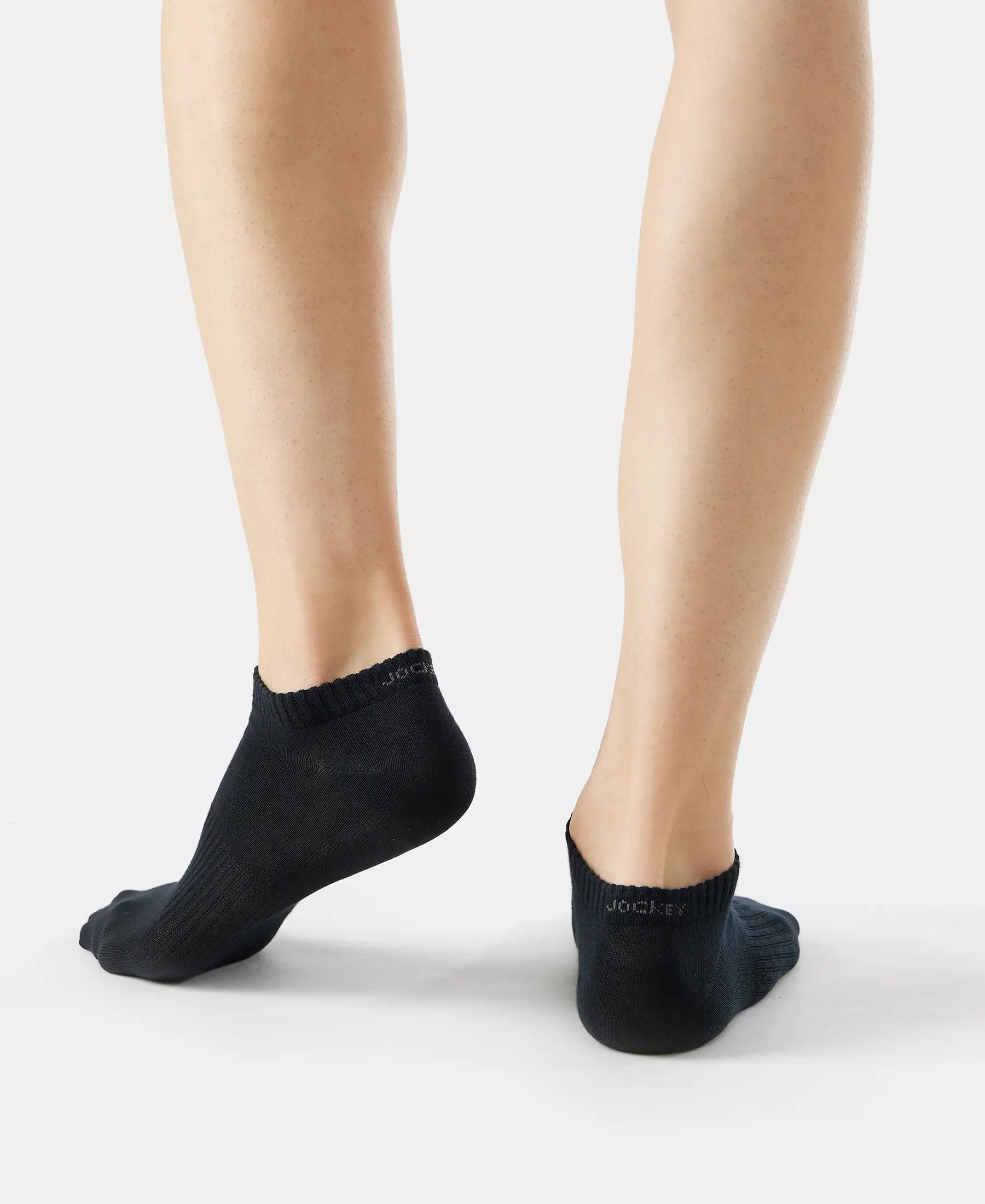 Compact Cotton Elastane Stretch Low Show Socks With StayFresh Treatment - Black/Charcoal Melange/Navy Melange (Pack of 3) - Image 12