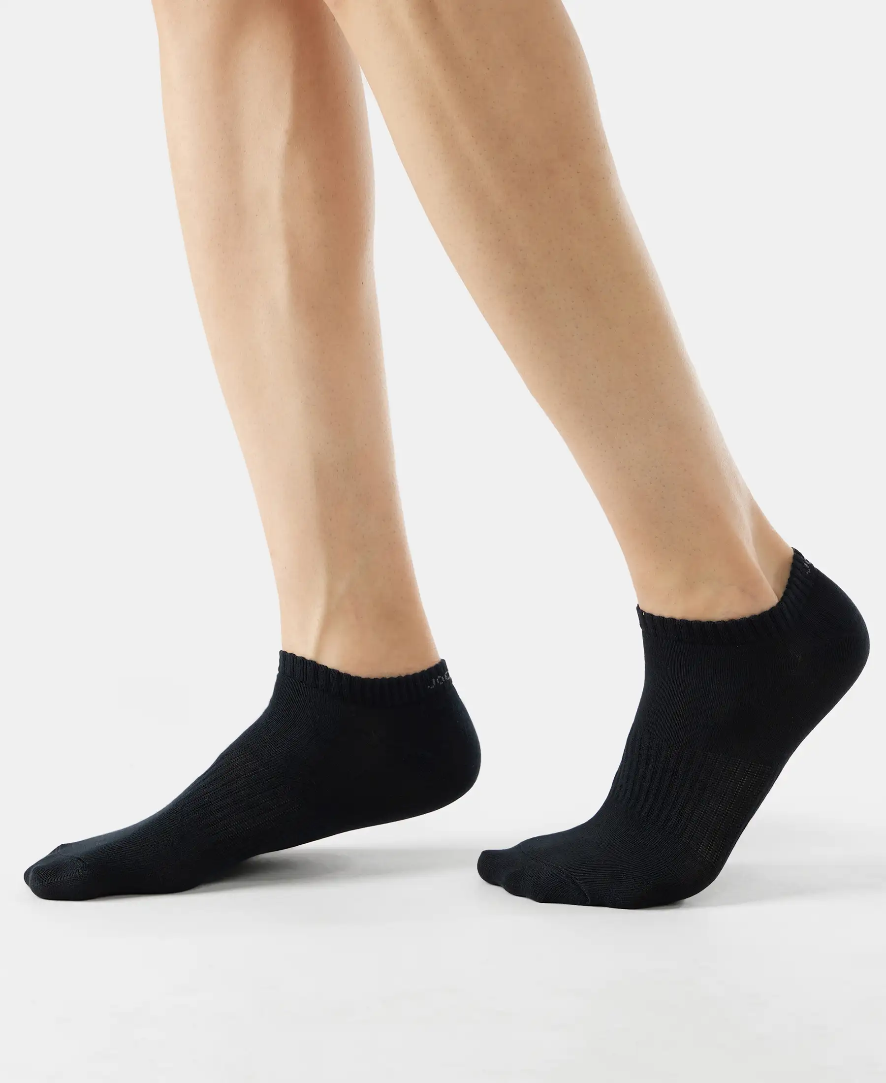 Compact Cotton Elastane Stretch Low Show Socks With StayFresh Treatment - Black/Charcoal Melange/Navy Melange (Pack of 3) - Image 6