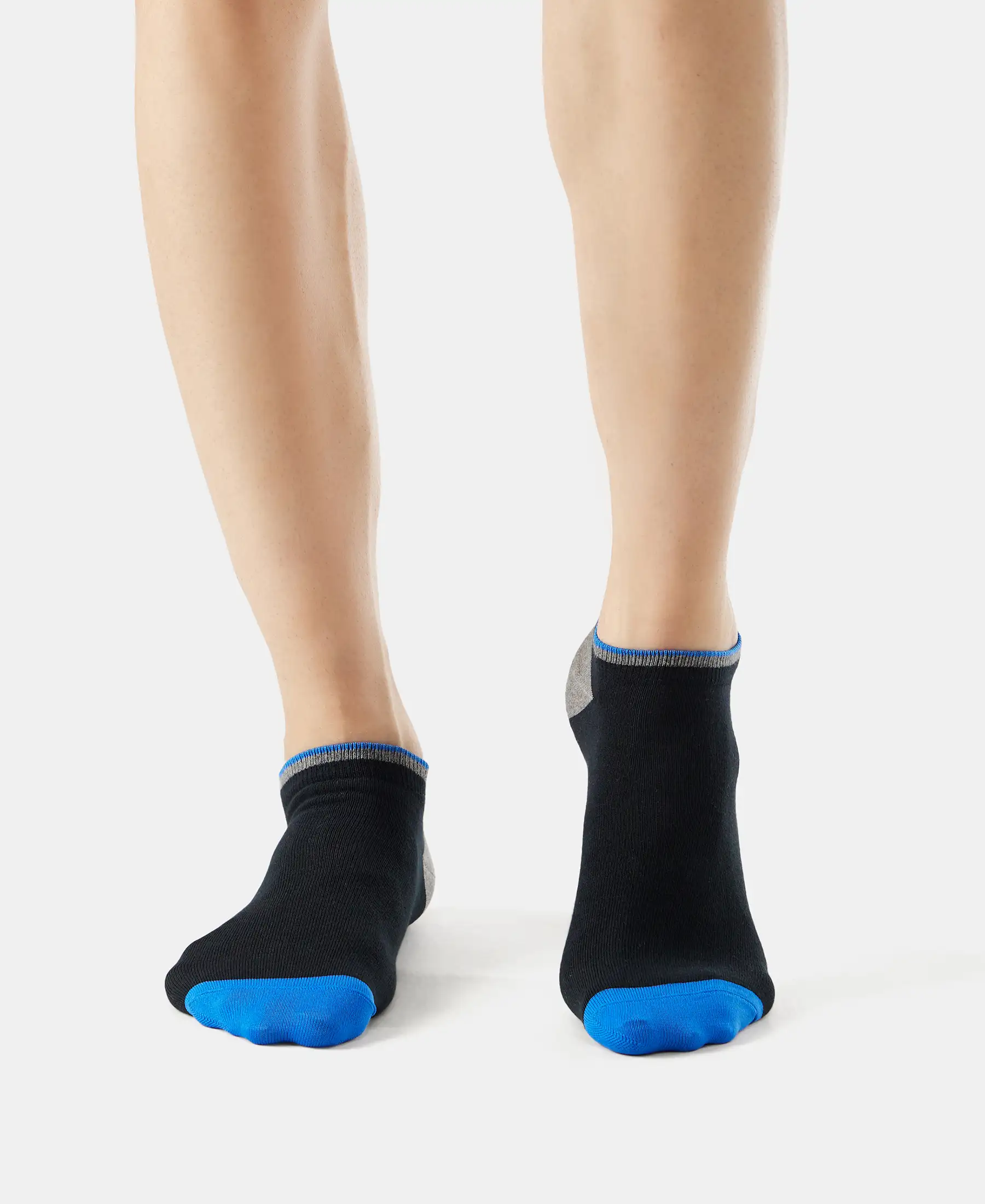 Compact Cotton Elastane Stretch Low Show Socks With StayFresh Treatment - Black (Pack of 2) - Image 3