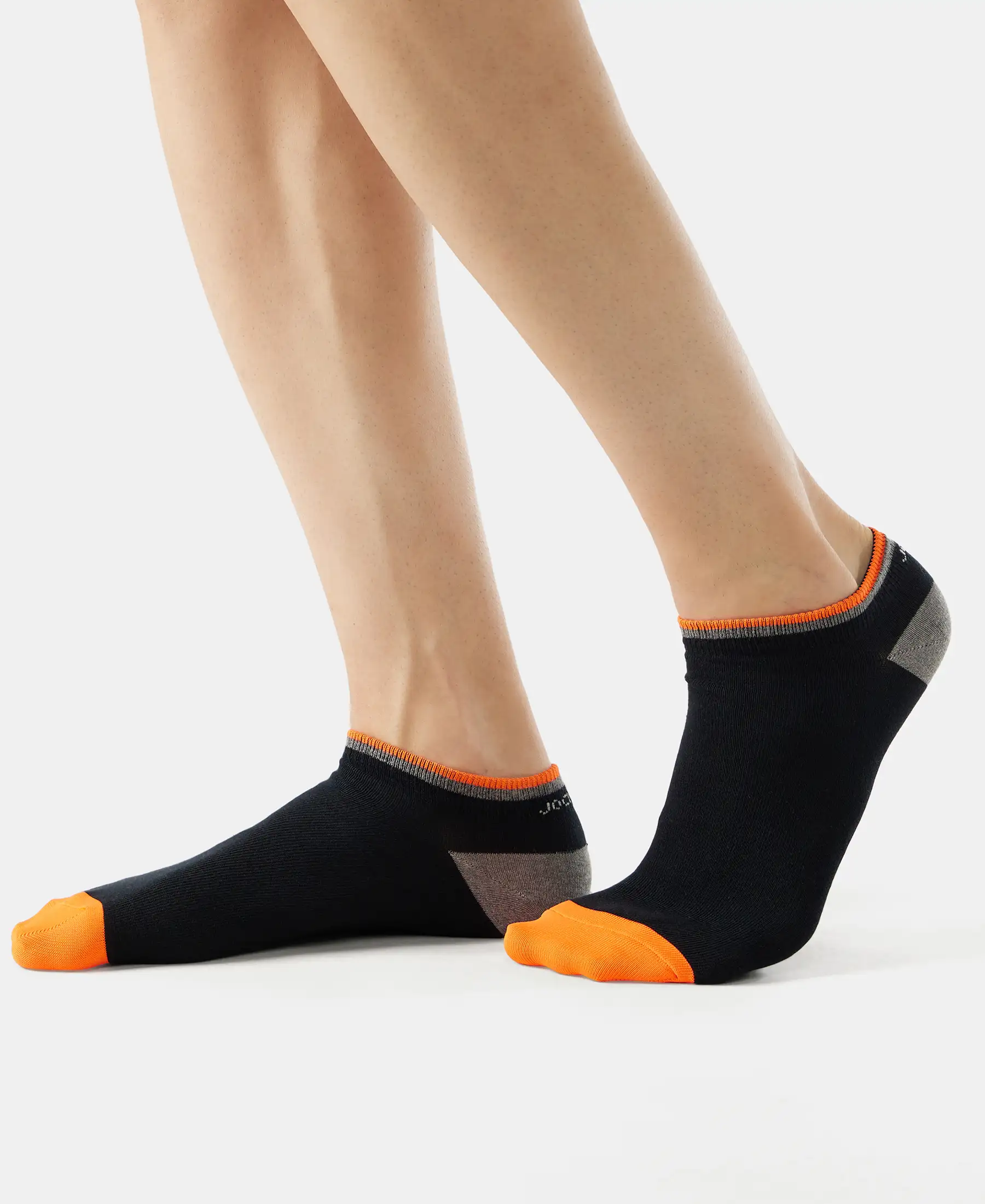 Compact Cotton Elastane Stretch Low Show Socks With StayFresh Treatment - Black (Pack of 2) - Image 4