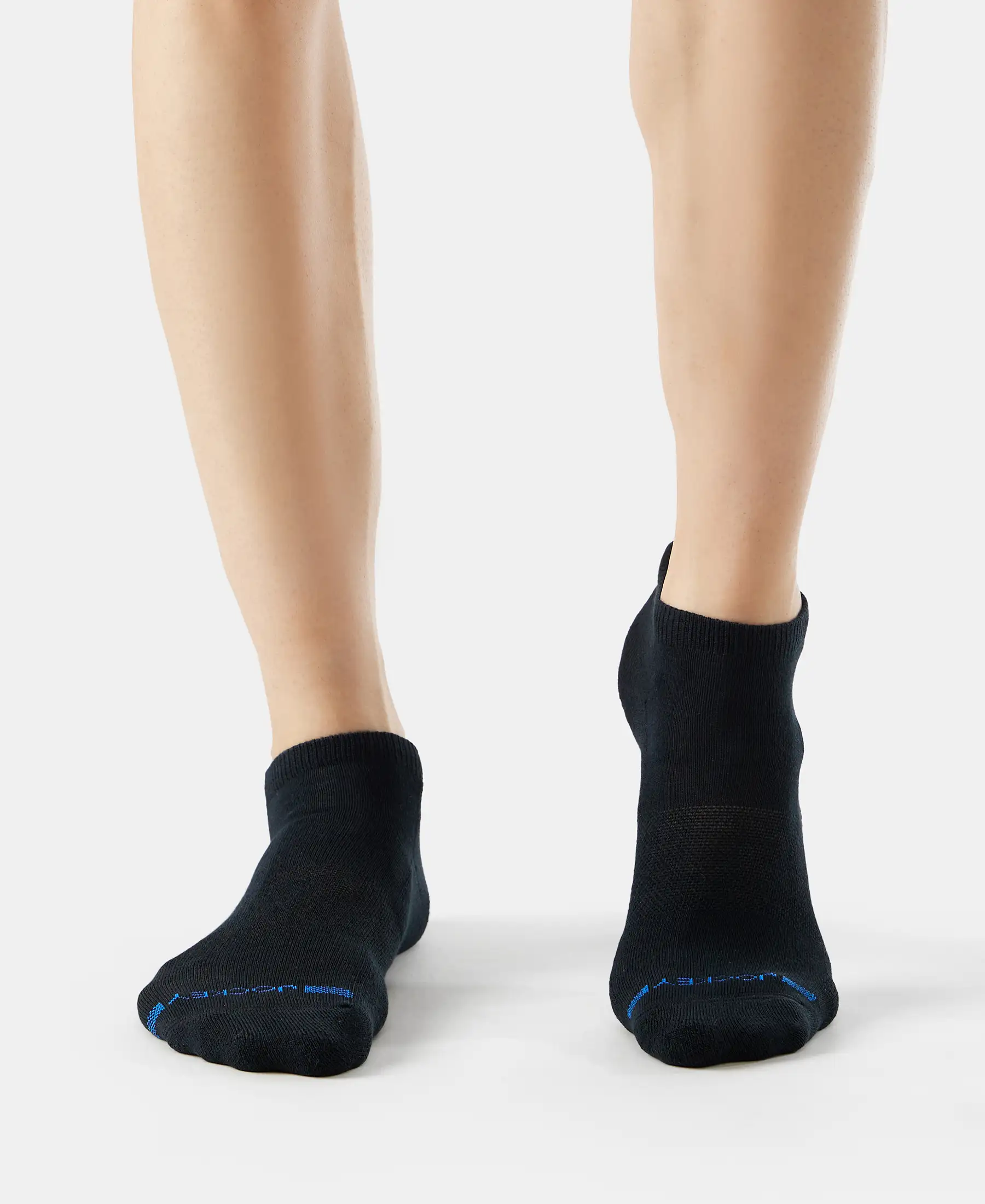 Compact Cotton Elastane Stretch Low Show Socks with StayFresh Treatment - Black (Pack of 2) - Image 2