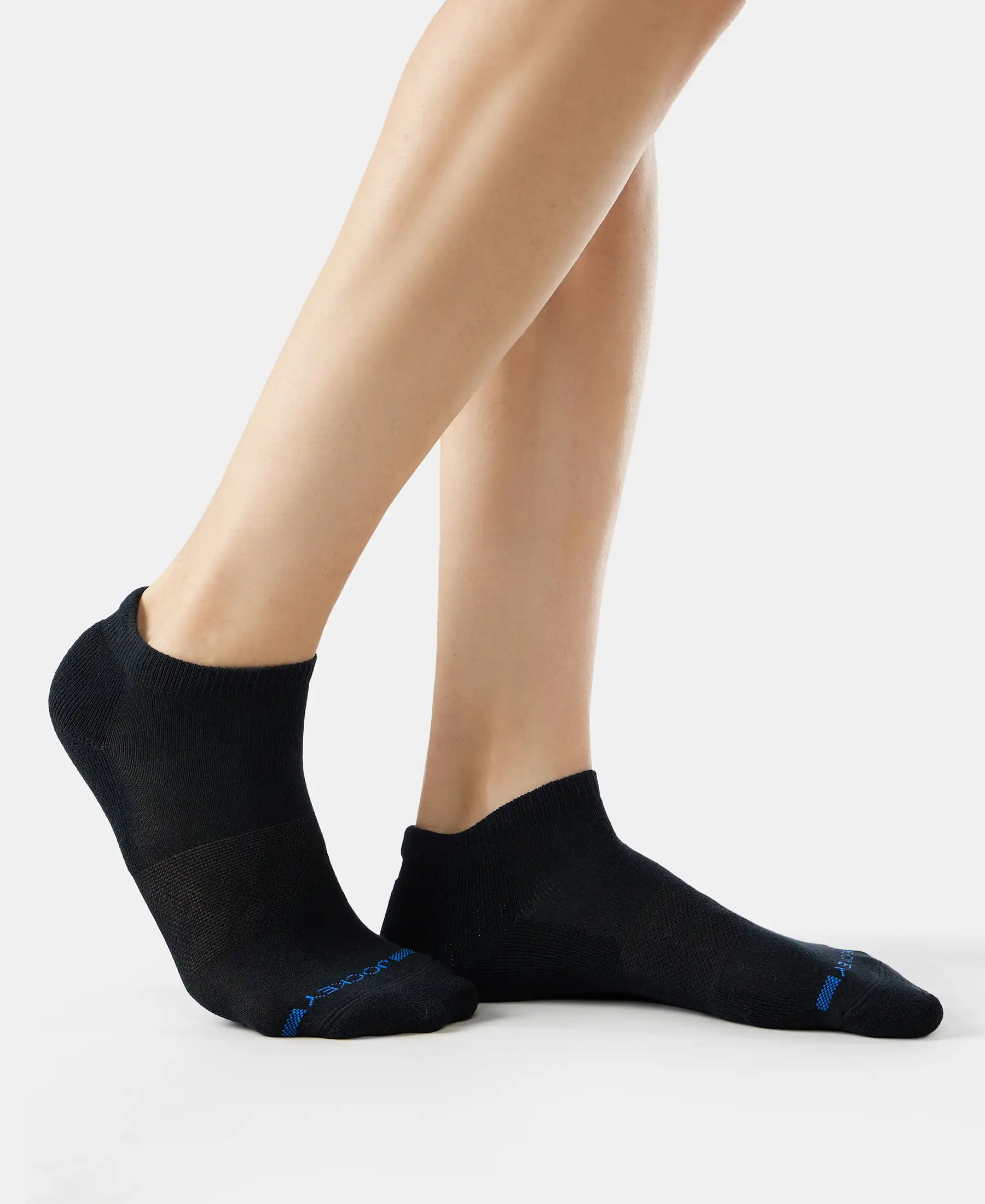 Compact Cotton Elastane Stretch Low Show Socks with StayFresh Treatment - Black (Pack of 2) - Image 3
