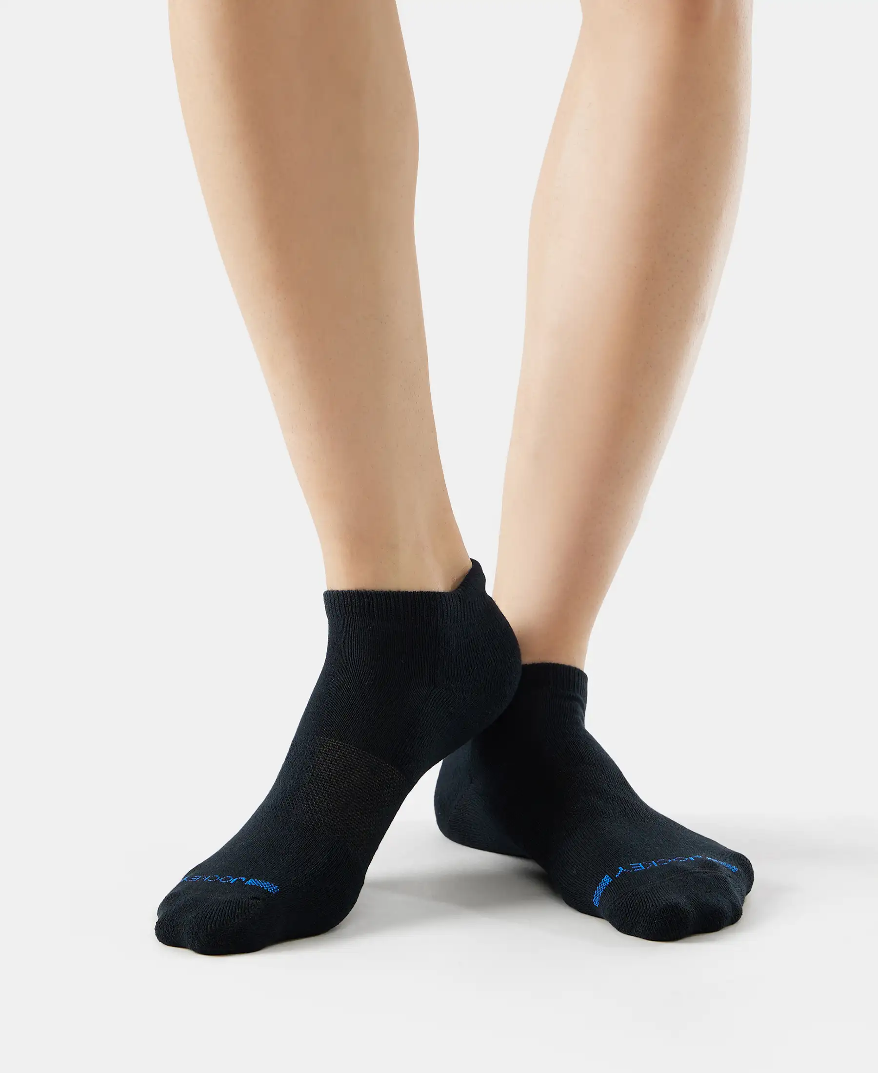 Compact Cotton Elastane Stretch Low Show Socks with StayFresh Treatment - Black (Pack of 2) - Image 4
