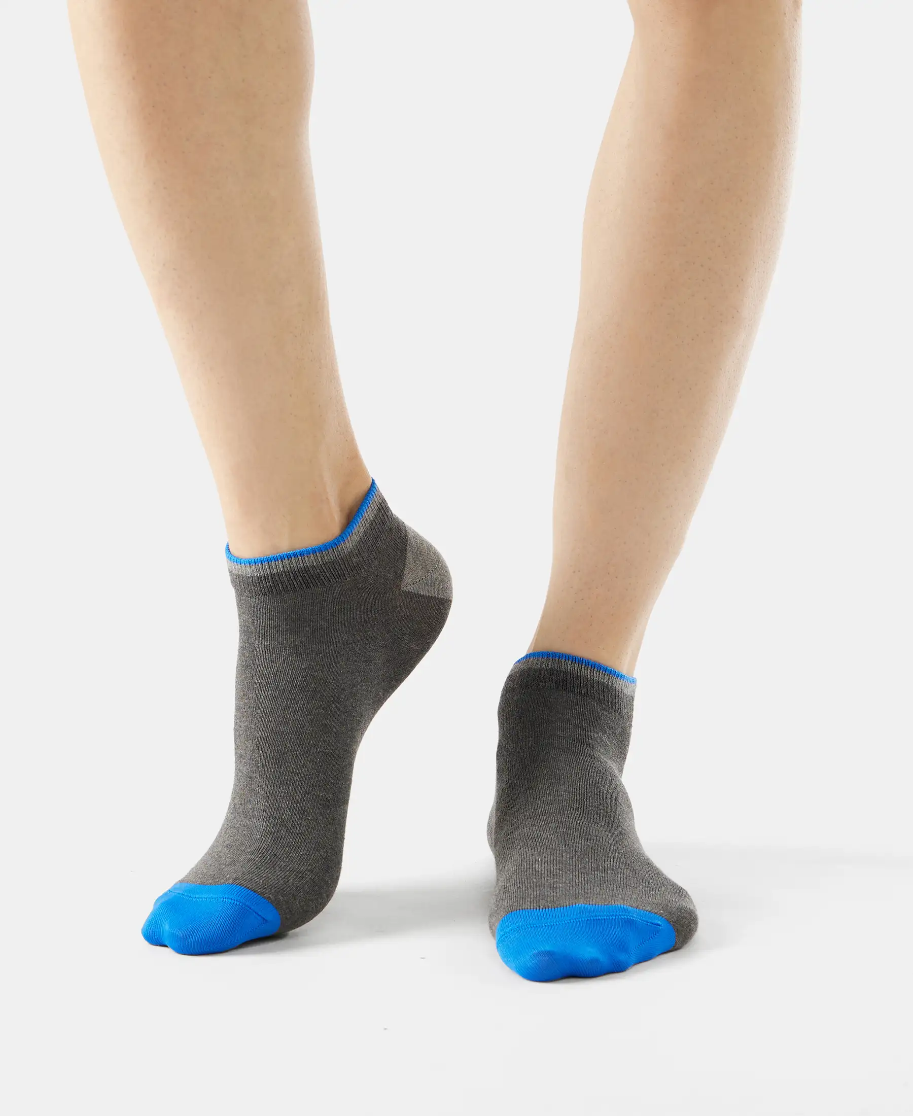 Compact Cotton Elastane Stretch Low Show Socks With StayFresh Treatment - Charcoal Melange (Pack of 2) - Image 2