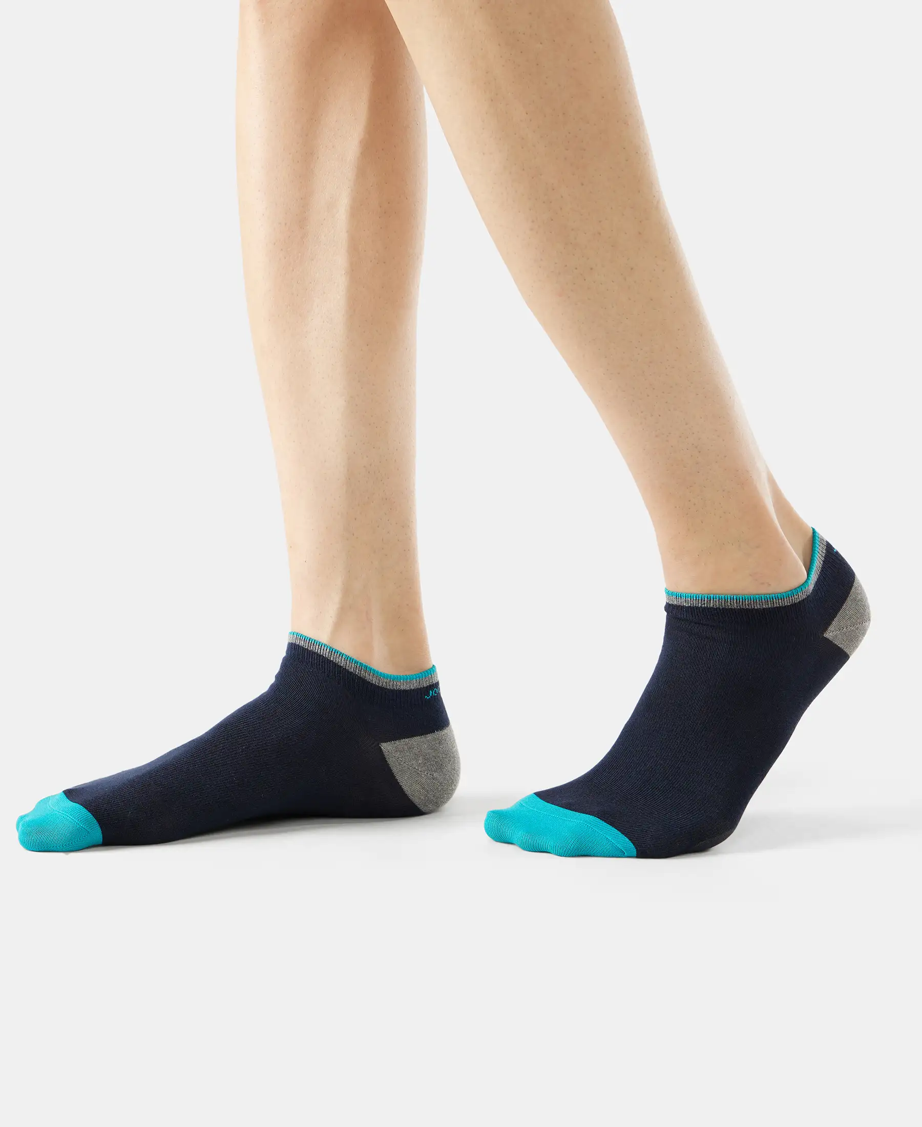 Compact Cotton Elastane Stretch Low Show Socks With StayFresh Treatment - Navy (Pack of 2) - Image 6