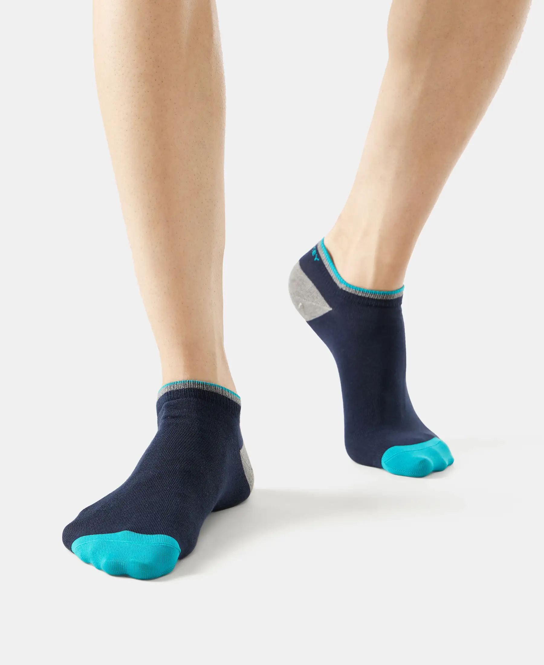 Compact Cotton Elastane Stretch Low Show Socks With StayFresh Treatment - Navy (Pack of 2) - Image 8