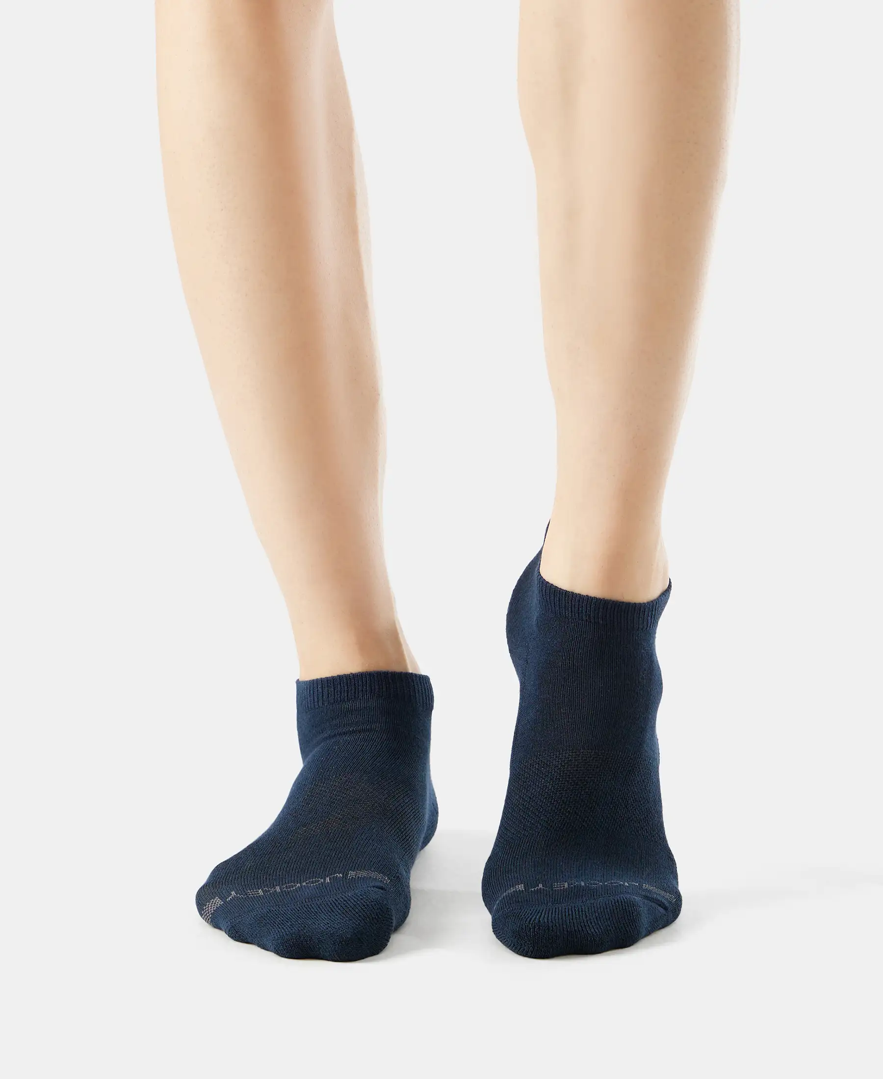Compact Cotton Elastane Stretch Low Show Socks with StayFresh Treatment - Navy (Pack of 2) - Image 2