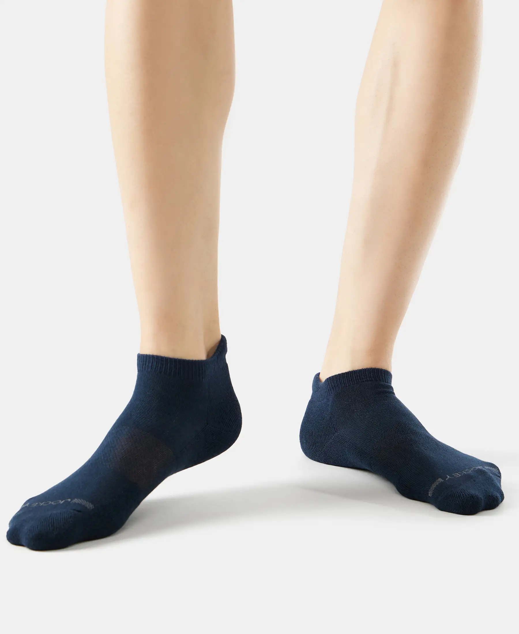 Compact Cotton Elastane Stretch Low Show Socks with StayFresh Treatment - Navy (Pack of 2) - Image 4