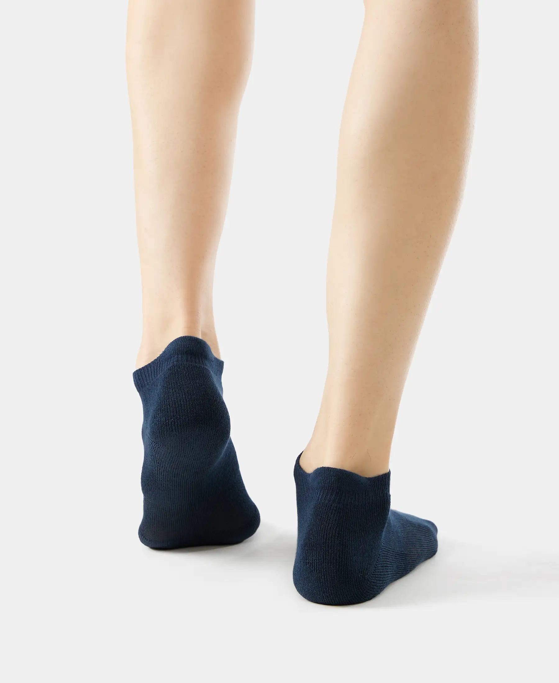 Compact Cotton Elastane Stretch Low Show Socks with StayFresh Treatment - Navy (Pack of 2) - Image 6