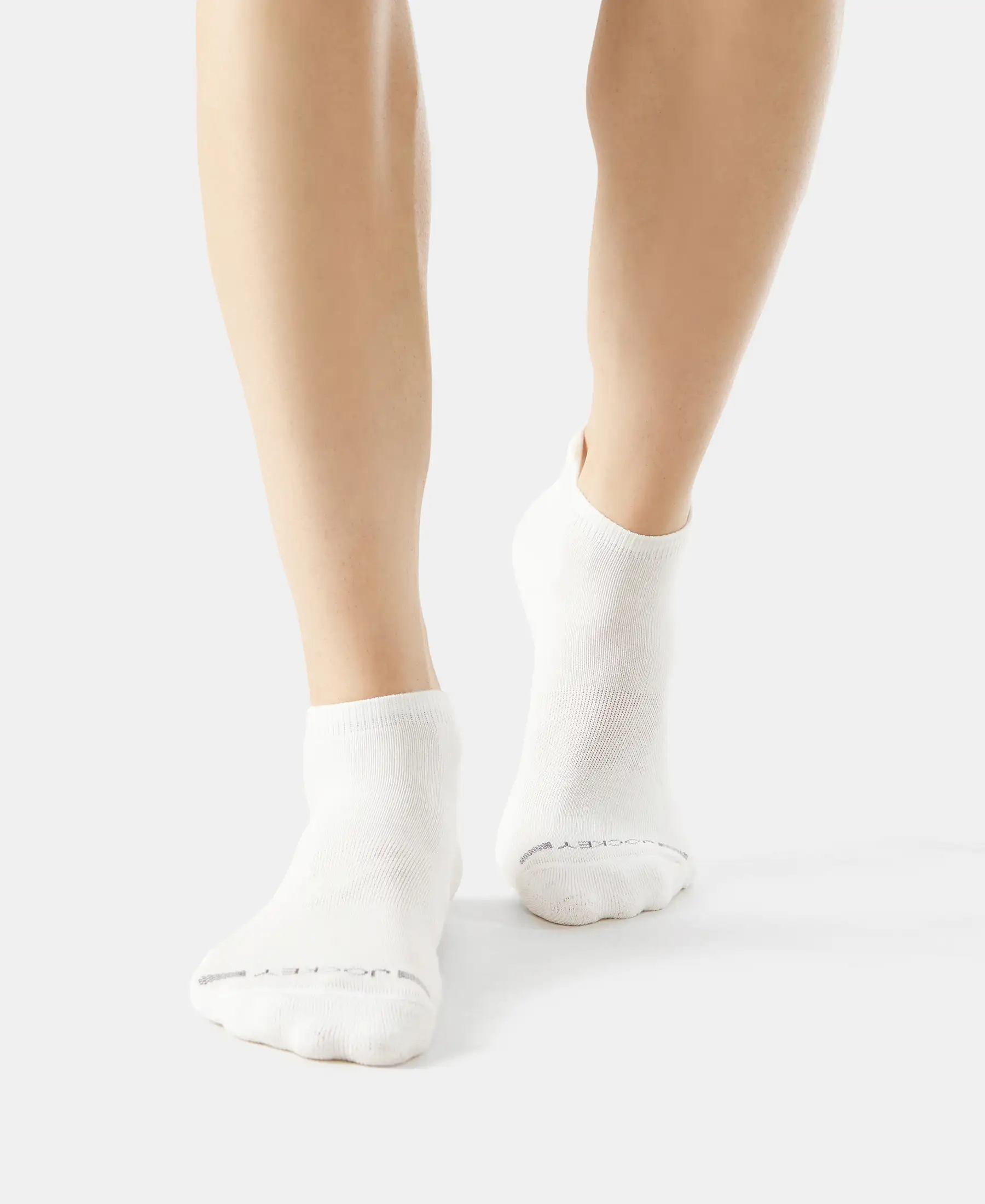 Compact Cotton Elastane Stretch Low Show Socks with StayFresh Treatment - White (Pack of 2) - Image 4