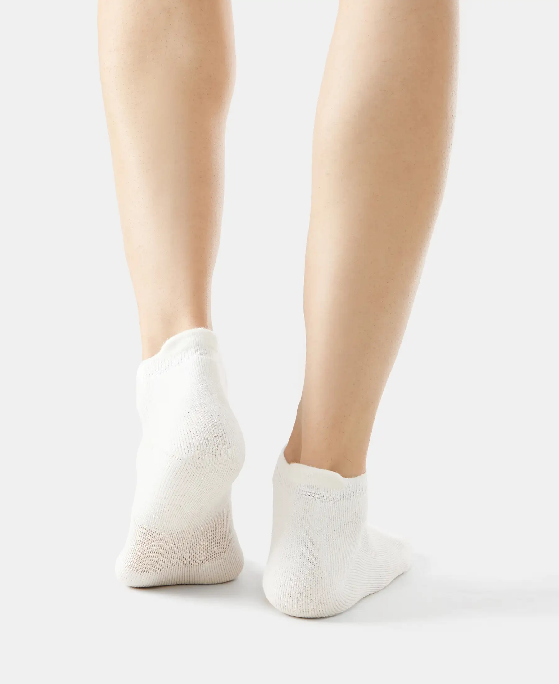 Compact Cotton Elastane Stretch Low Show Socks with StayFresh Treatment - White (Pack of 2) - Image 5