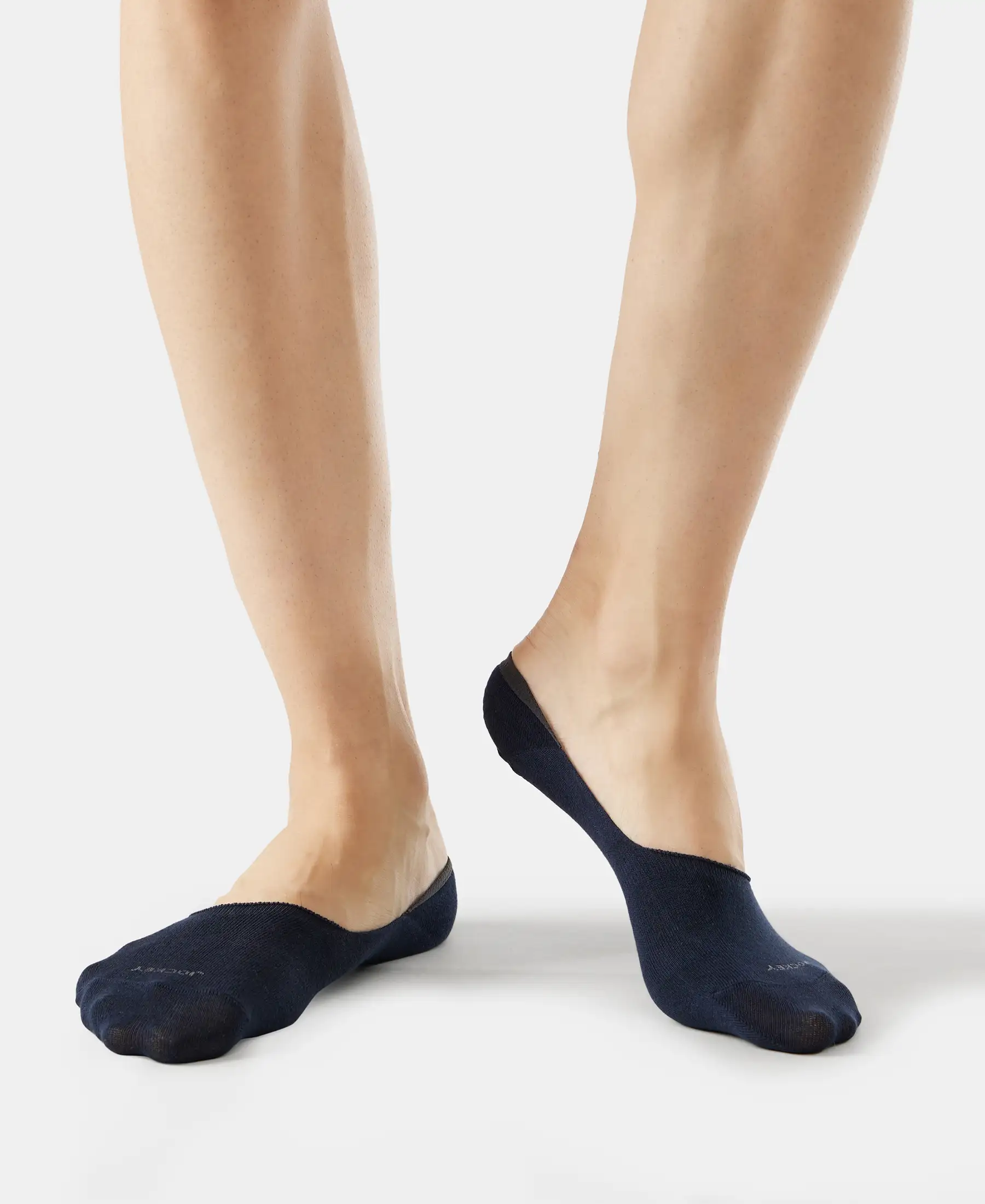Compact Cotton Elastane Stretch No Show Socks With StayFresh Treatment - Navy (Pack of 2) - Image 2
