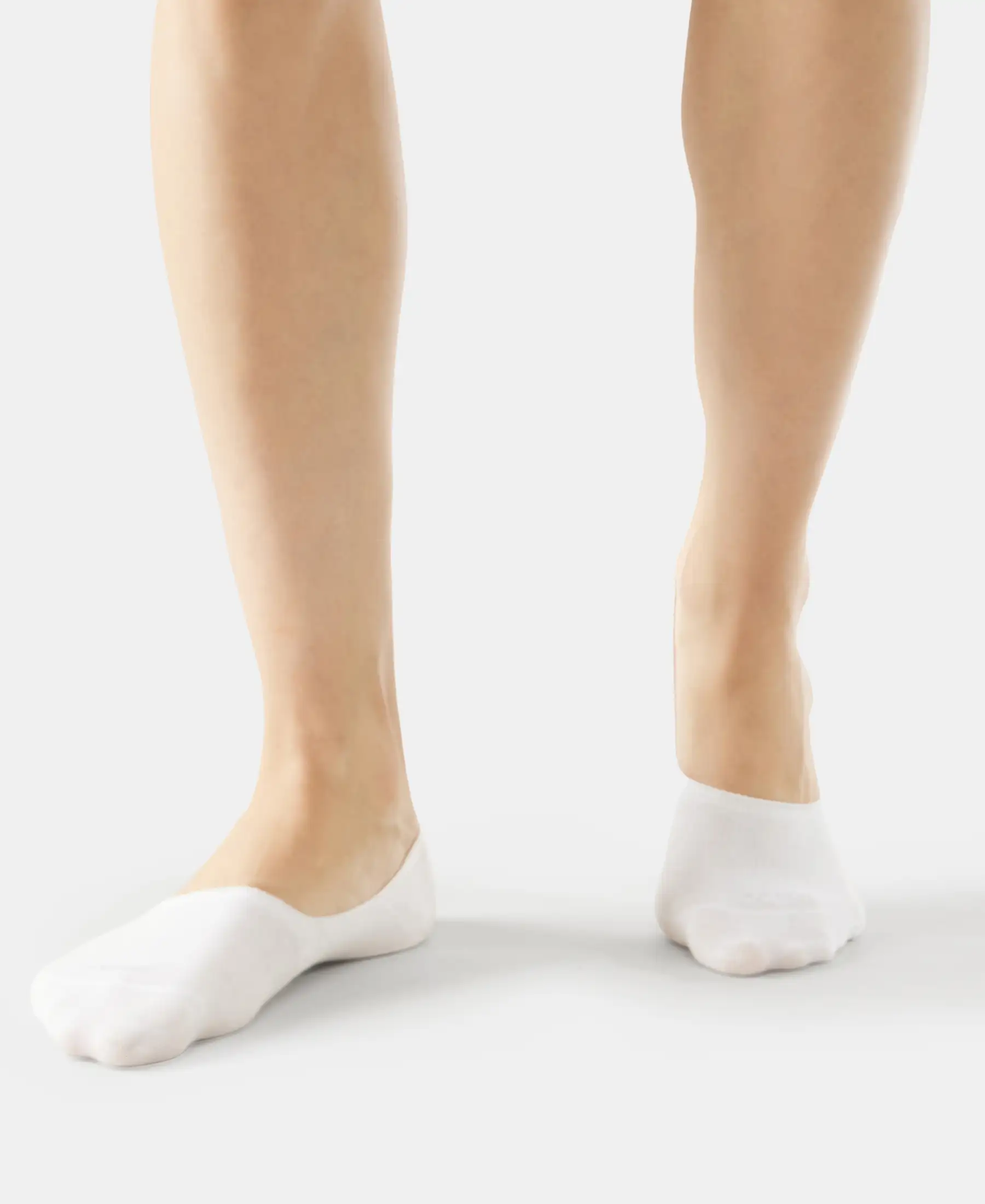 Compact Cotton Elastane Stretch No Show Socks With StayFresh Treatment - White (Pack of 2) - Image 4