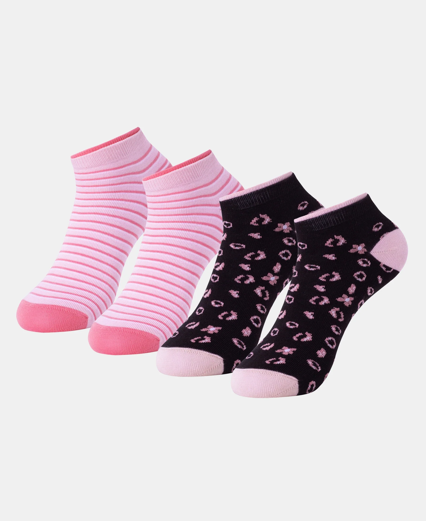 Compact Cotton Stretch Low Show Socks with StayFresh Treatment - Black & Pirouette (Pack of 2) - Image 5