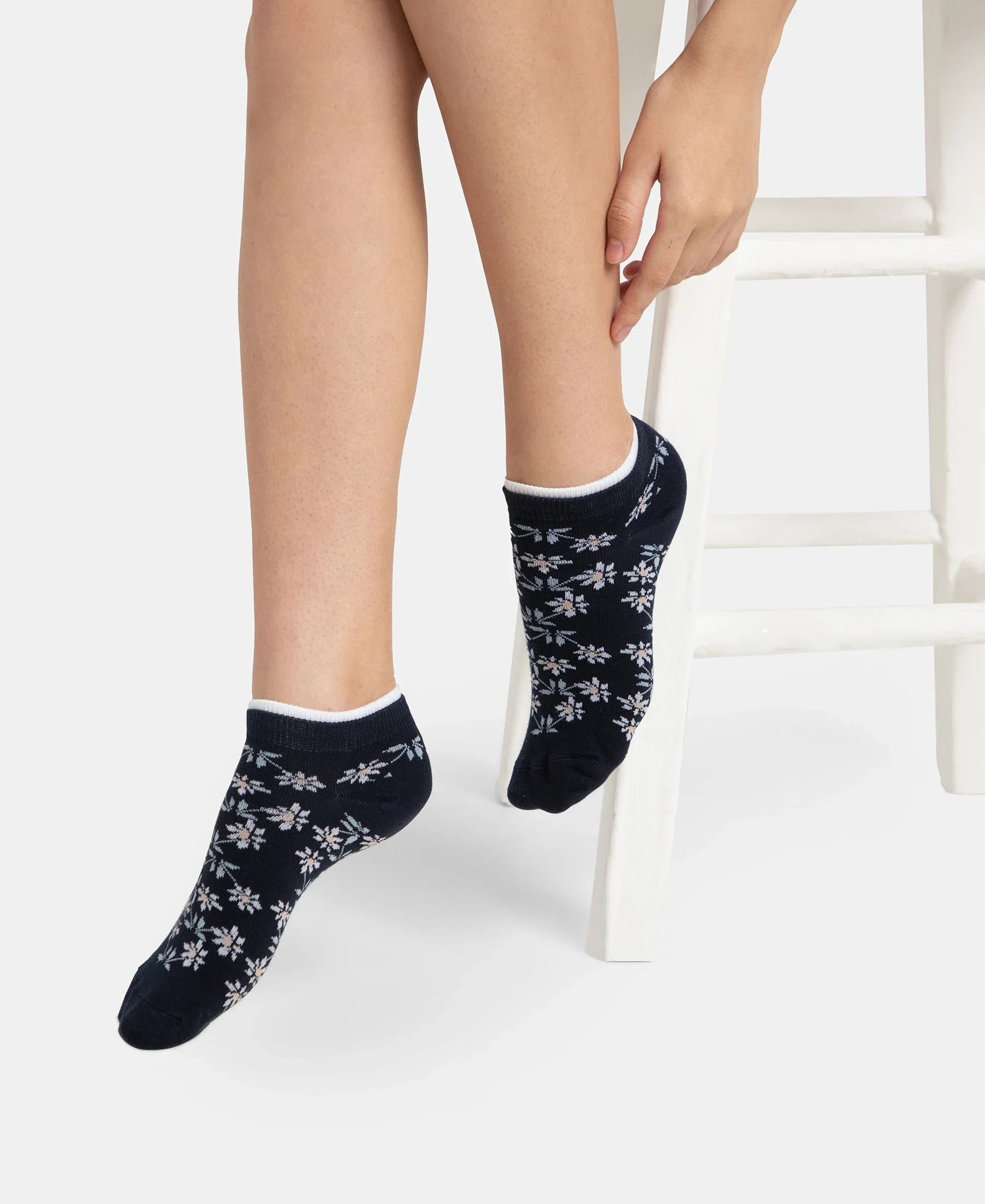 Compact Cotton Stretch Low Show Socks with StayFresh Treatment - Navy & Chambray Blue (Pack of 2) - Image 12
