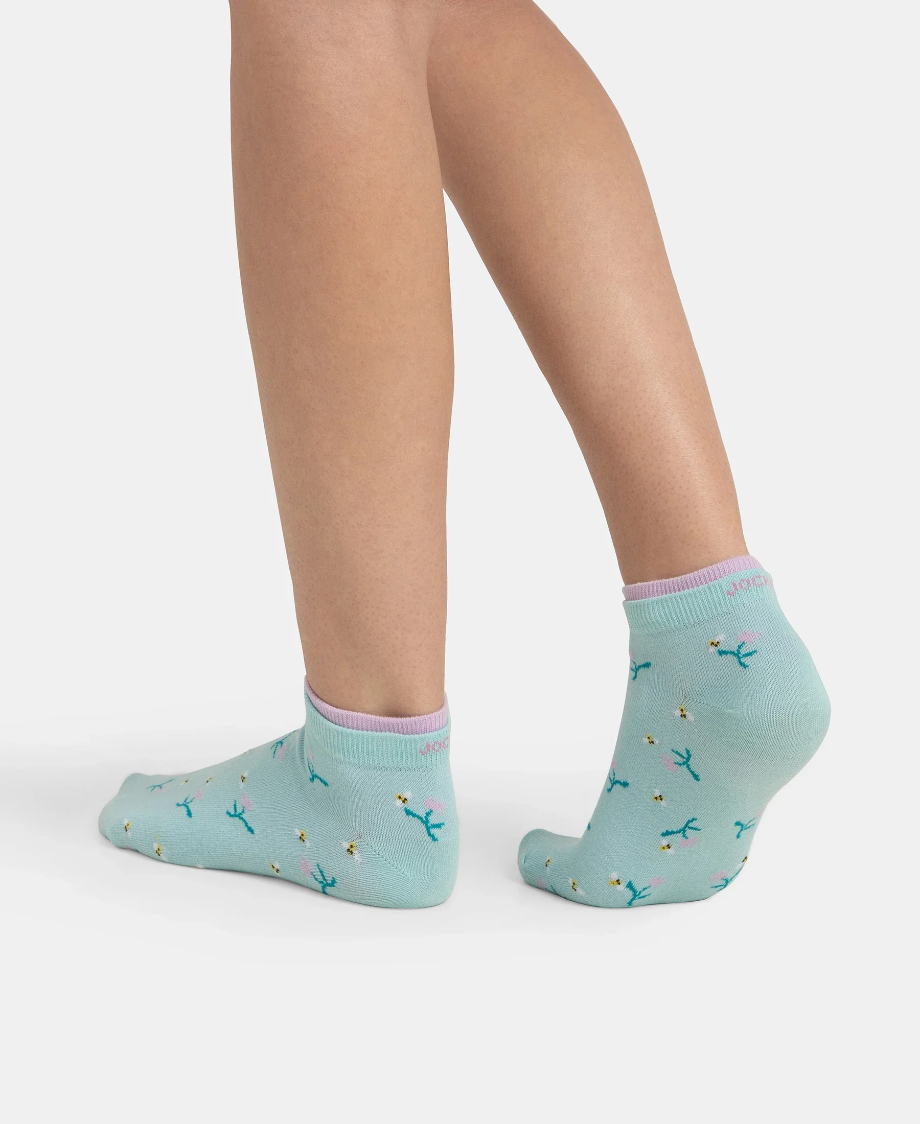 Compact Cotton Stretch Low Show Socks with StayFresh Treatment - Orchid Bloom & Pastel Turquiose (Pack of 2) - Image 6
