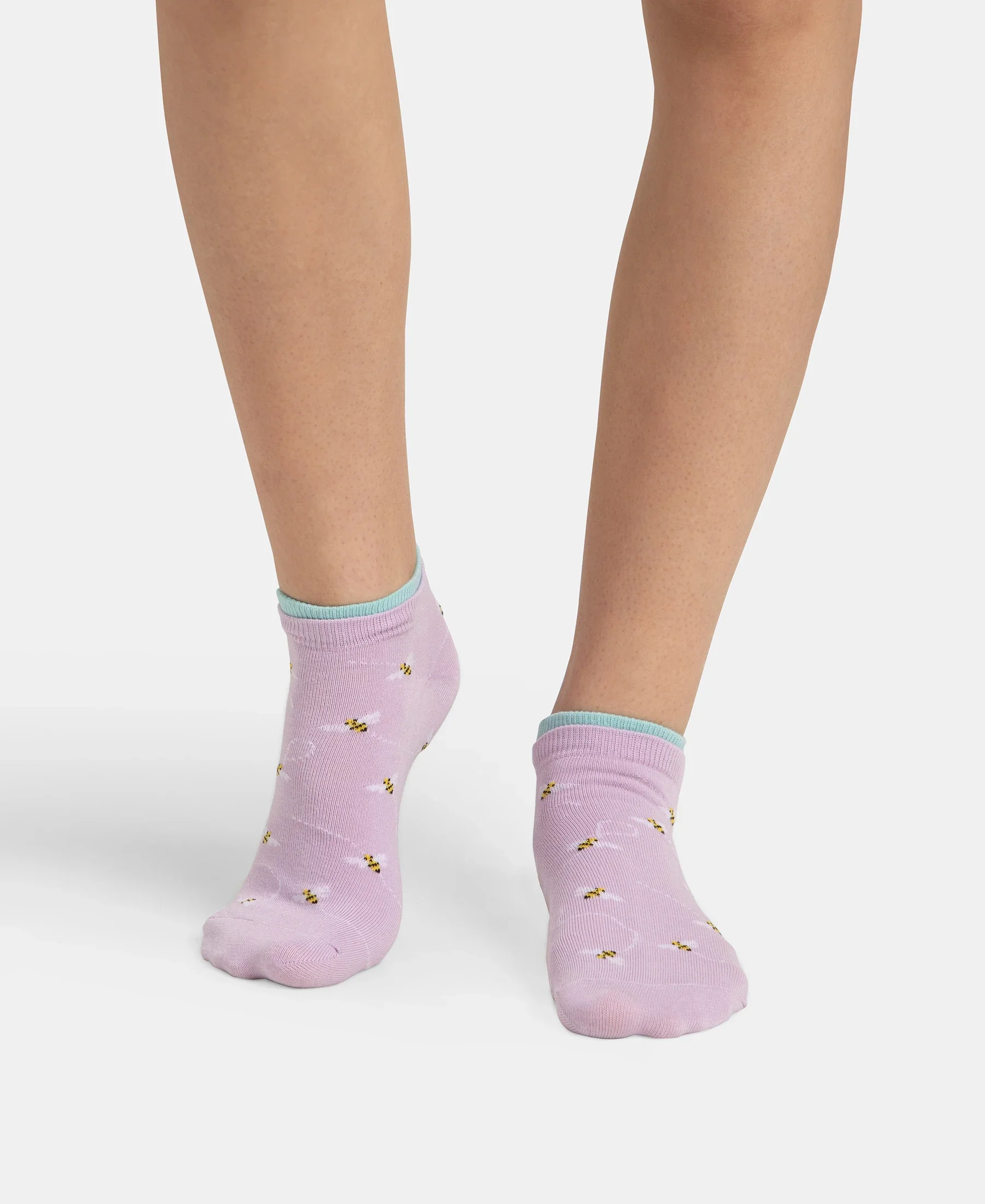 Compact Cotton Stretch Low Show Socks with StayFresh Treatment - Orchid Bloom & Pastel Turquiose (Pack of 2) - Image 8