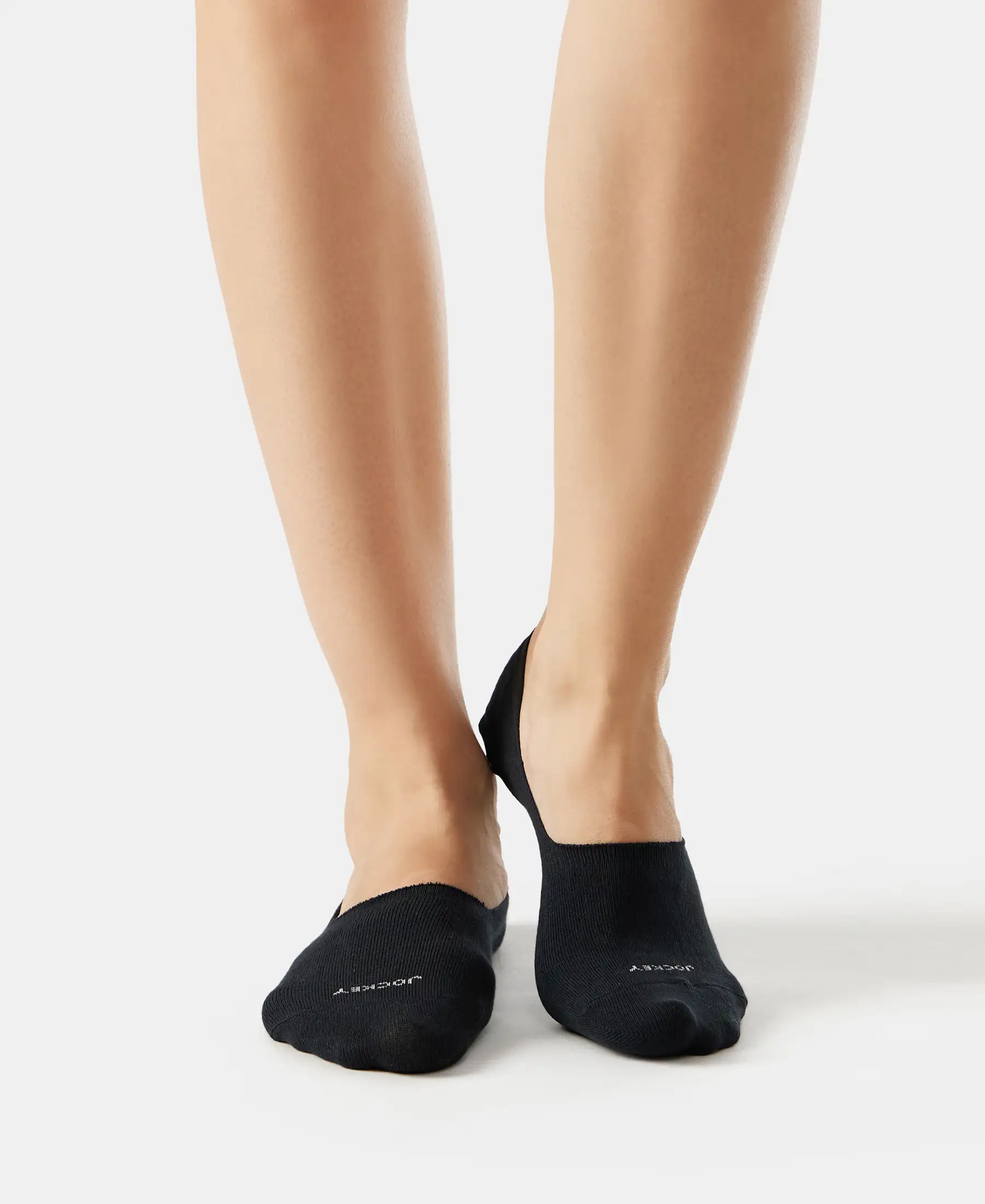 Compact Cotton Stretch No Show Socks with StayFresh Treatment - Black & Skin (Pack of 2) - Image 2