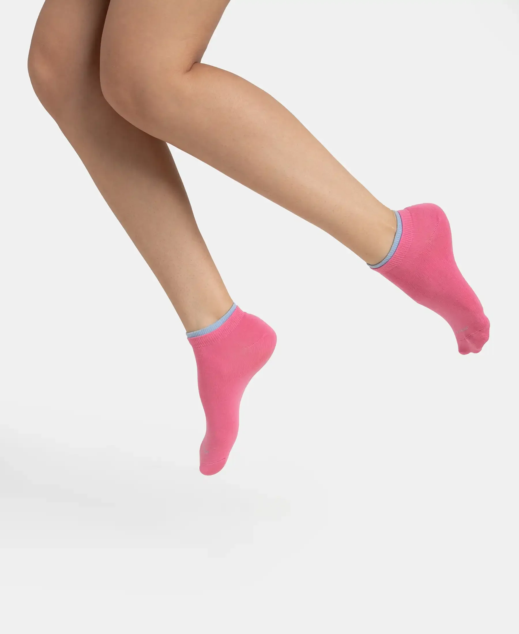 Compact Cotton Stretch Solid Low Show Socks with Stay Fresh Treatment - Aurora Pink & Chambray Blue (Pack of 2) - Image 12